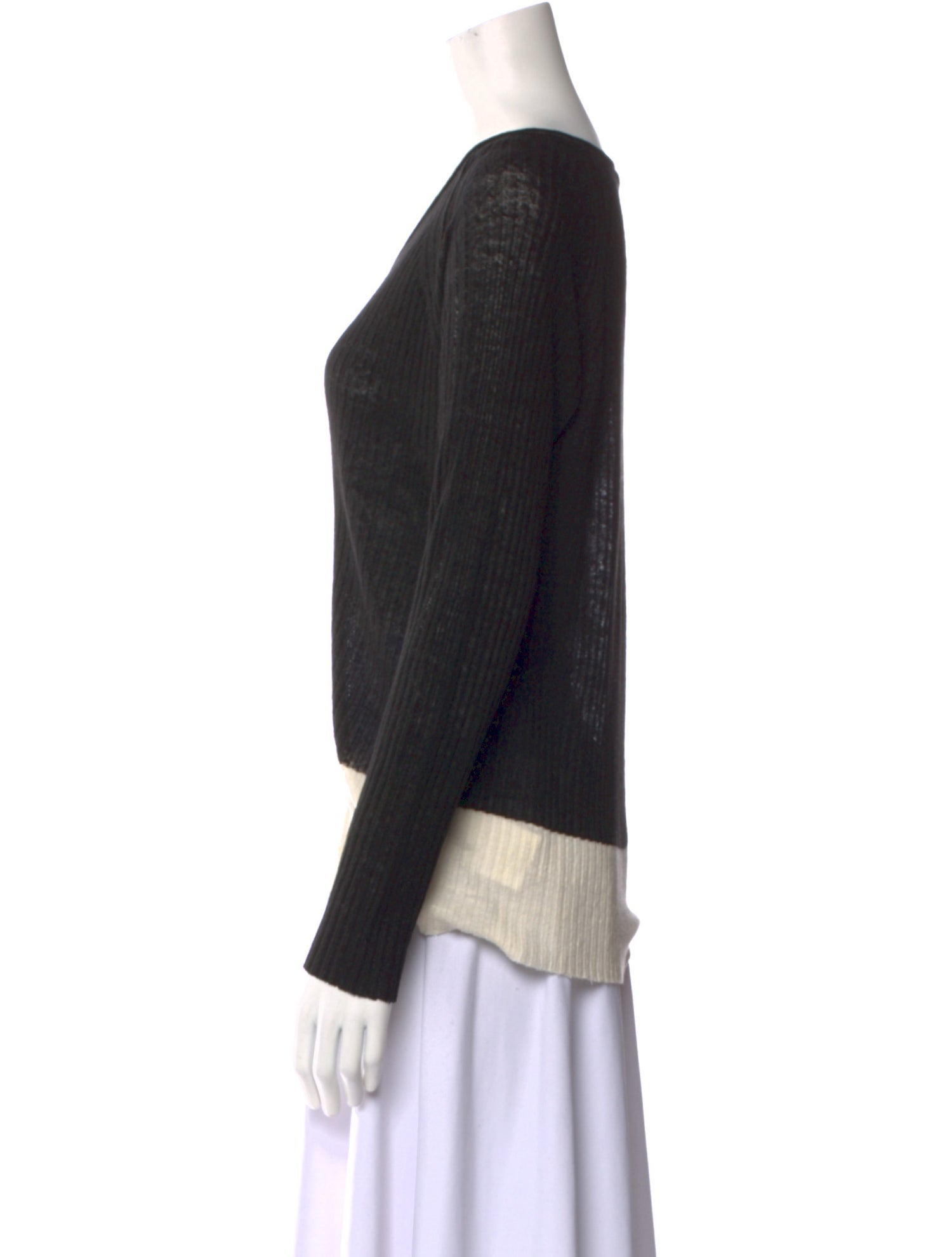 Nili Lotan Linen Colorblock Pattern Sweater
