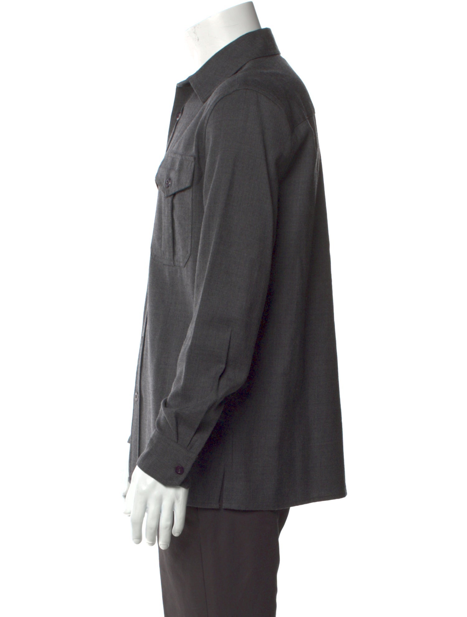 Nili Lotan Virgin Wool Long Sleeve Dress Shirt