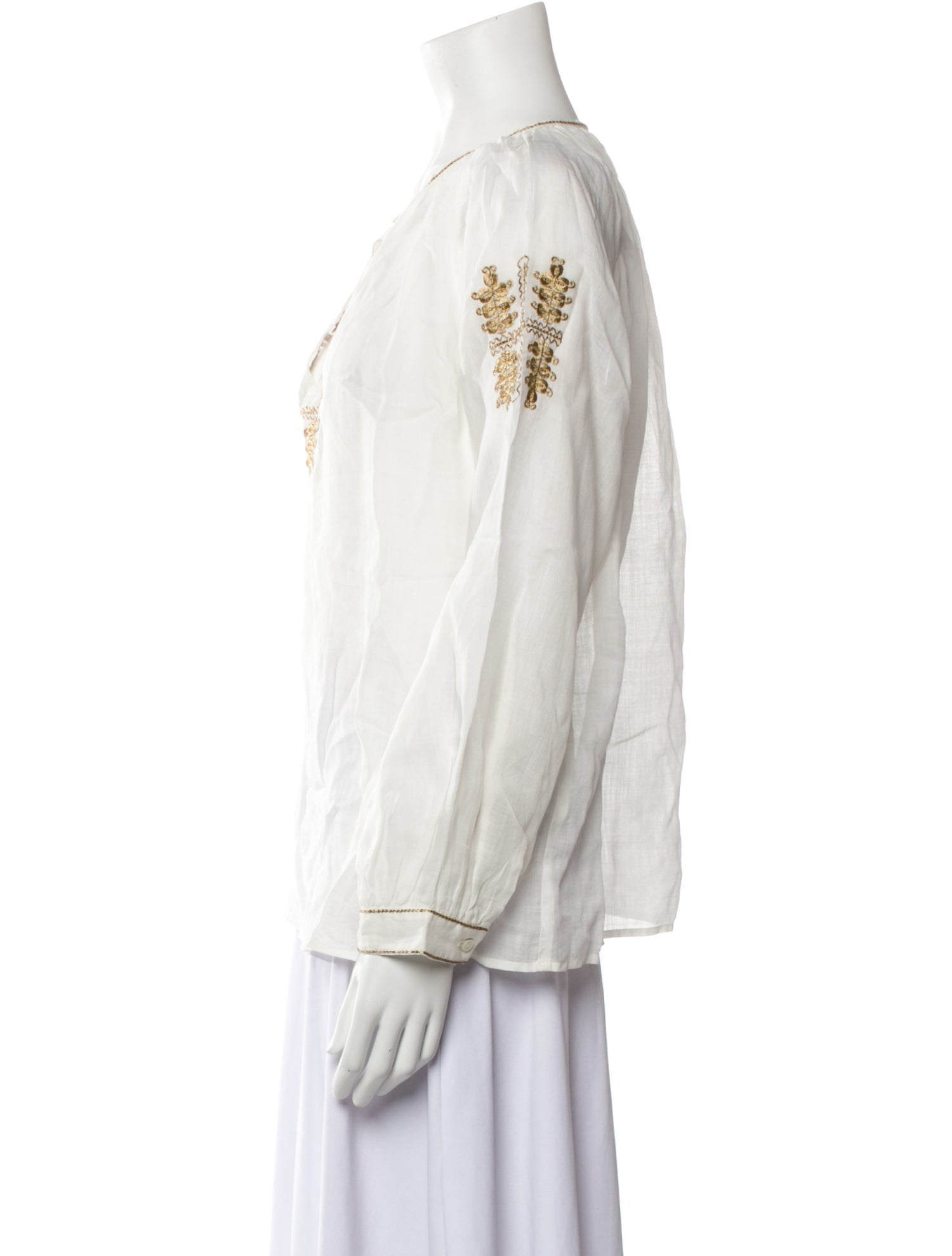 Nili Lotan Scoop Neck Long Sleeve Blouse