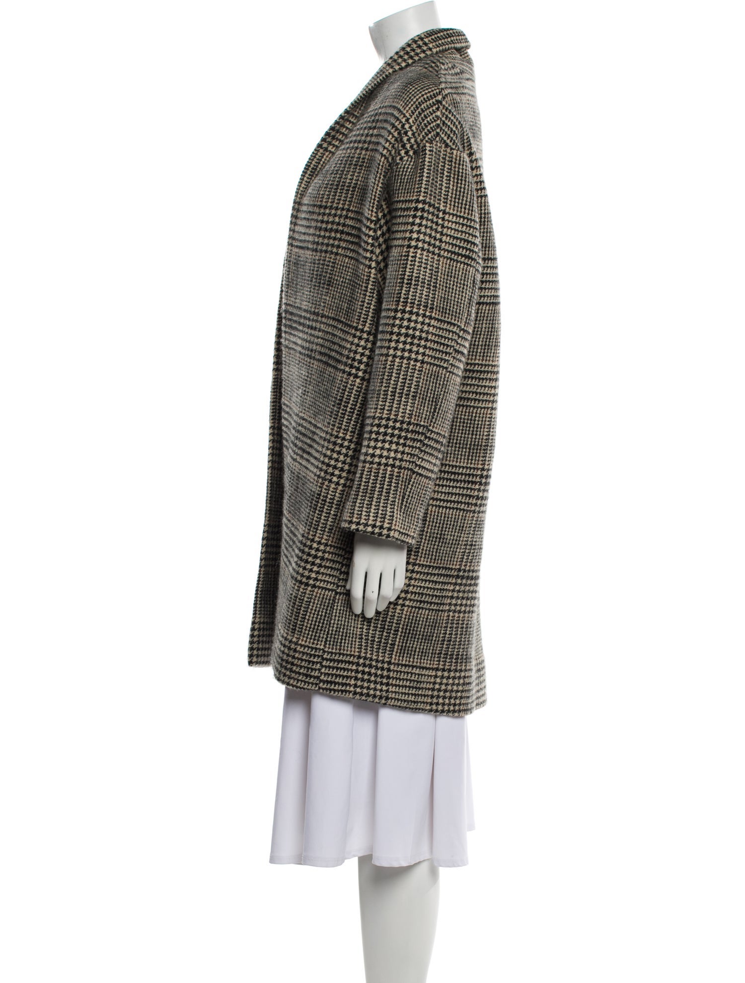 Nili Lotan Virgin Wool Houndstooth Print Coat