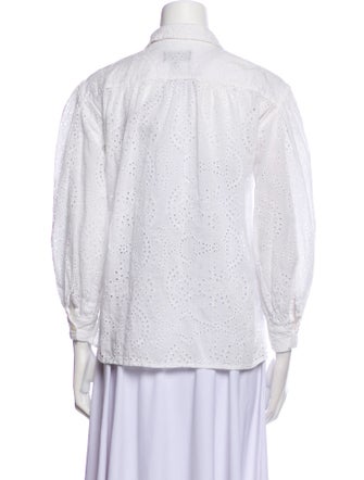 Nili Lotan Printed Three-Quarter Sleeve Button-Up Top