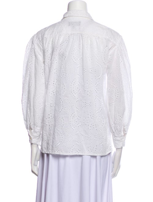 Nili Lotan Printed Three-Quarter Sleeve Button-Up Top