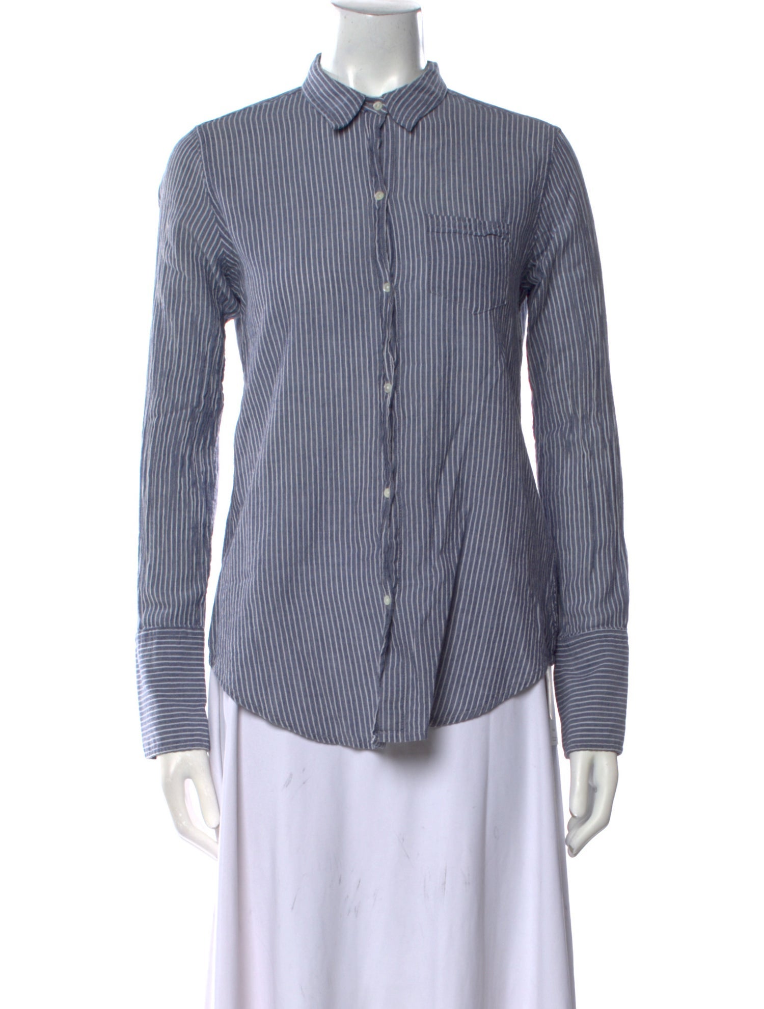 Nili Lotan Striped Long Sleeve Button-Up Top