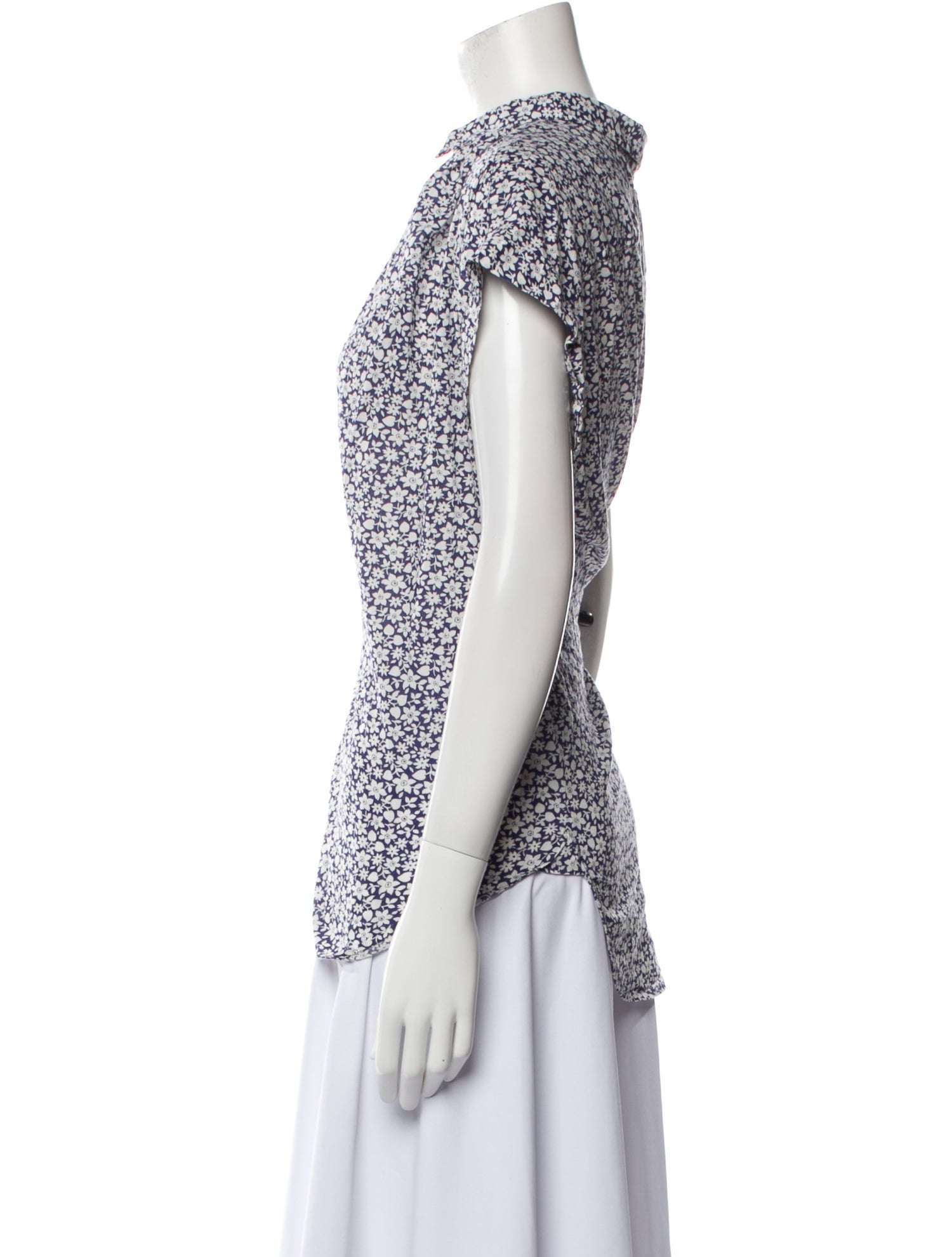 Nili Lotan Printed Short Sleeve Blouse