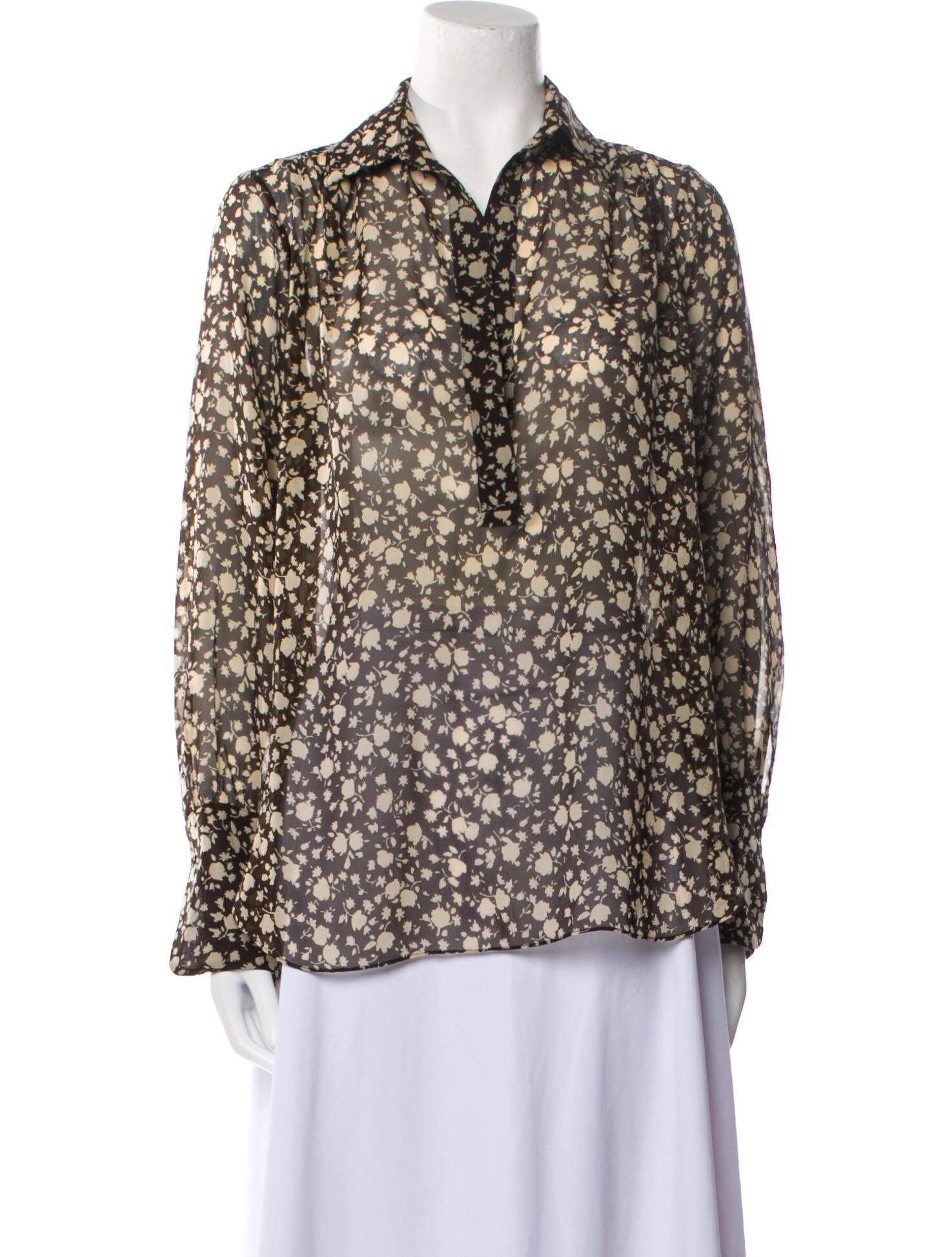 Nili Lotan Silk Floral Print Blouse