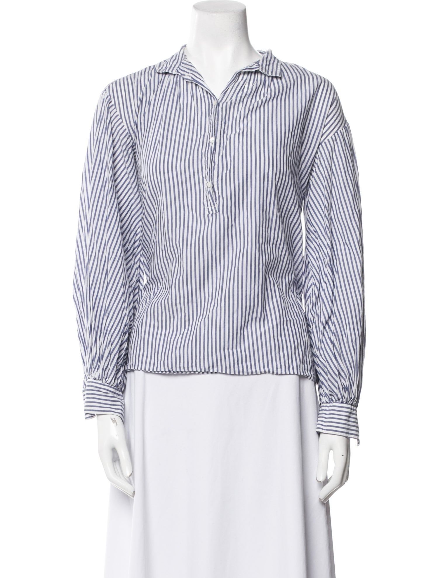 Nili Lotan Striped Long Sleeve Button-Up Top