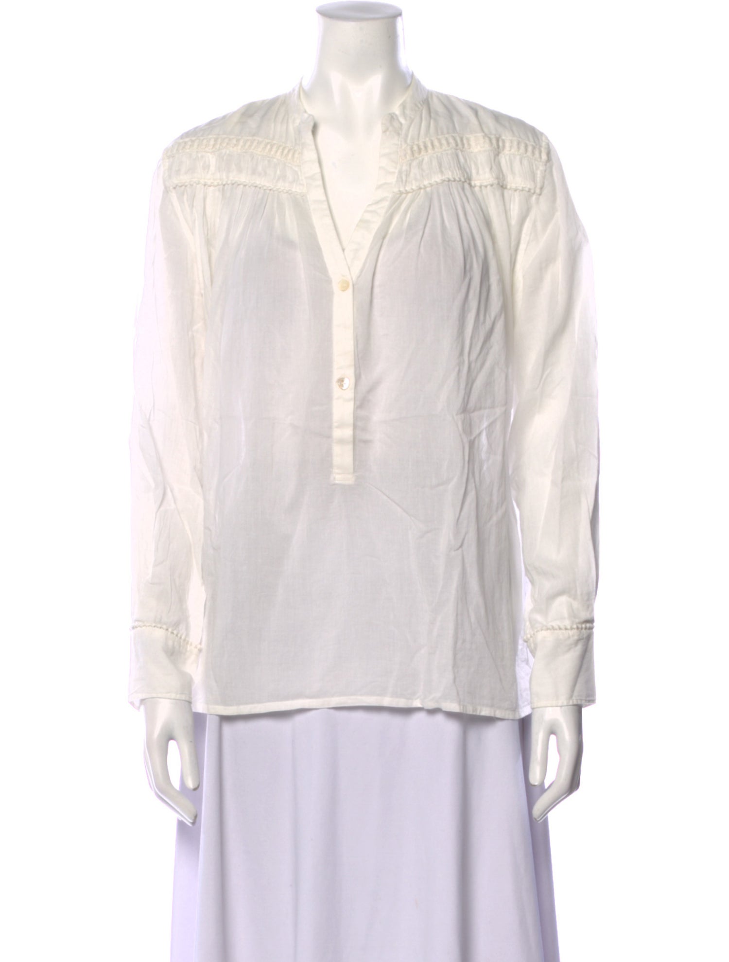 Nili Lotan V-Neck Long Sleeve Blouse