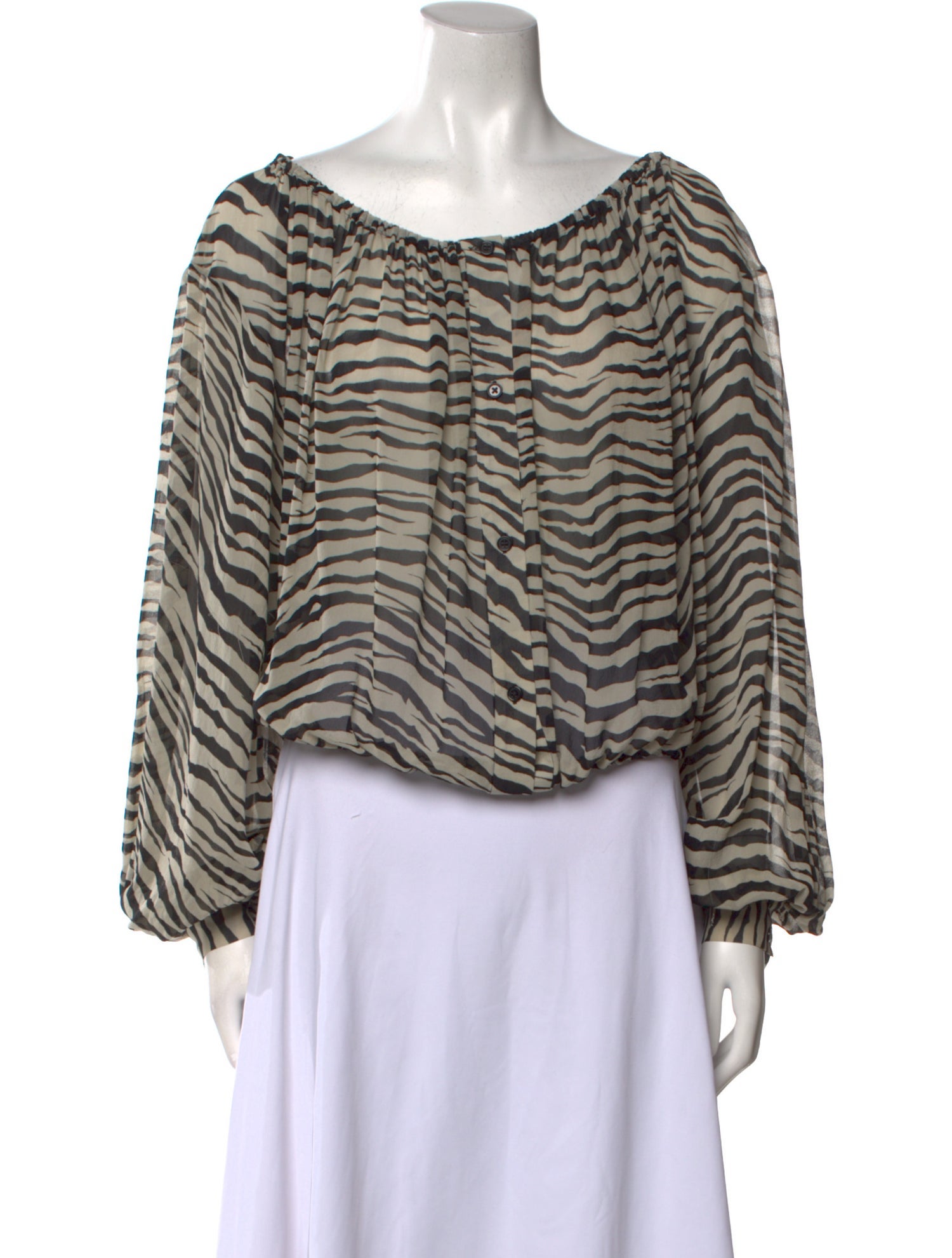 Nili Lotan Silk Animal Print Blouse