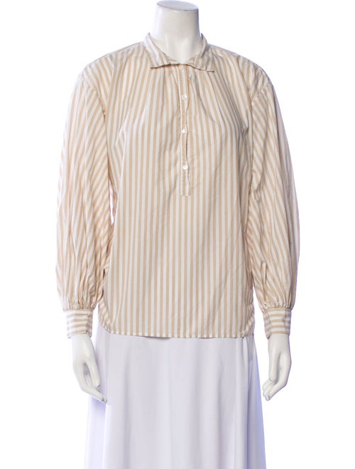 Nili Lotan Striped Long Sleeve Button-Up Top