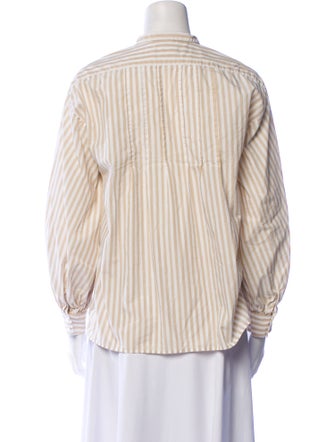Nili Lotan Striped Long Sleeve Button-Up Top