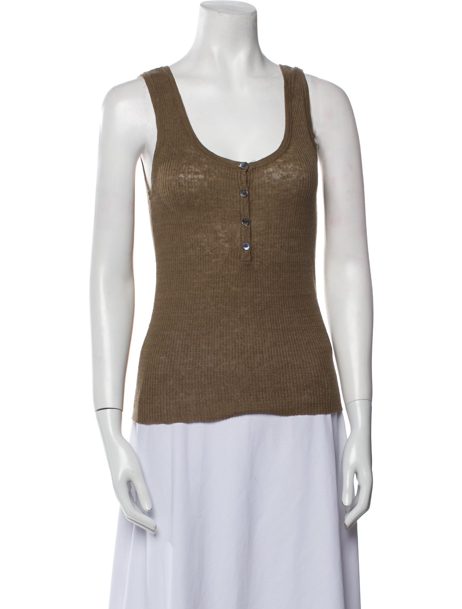 Nili Lotan Linen Scoop Neck Top