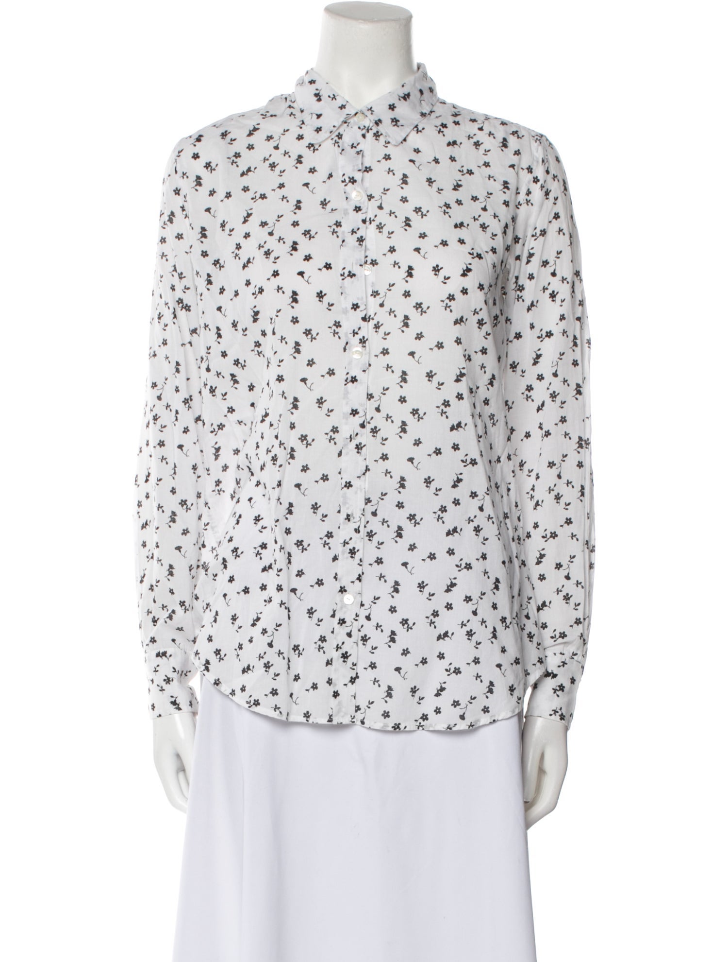 Nili Lotan Printed Mock Neck Button-Up Top