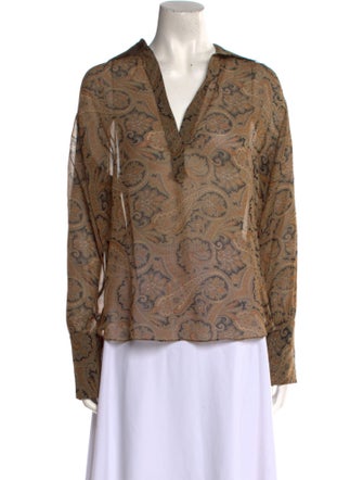 Nili Lotan Silk Animal Print Button-Up Top