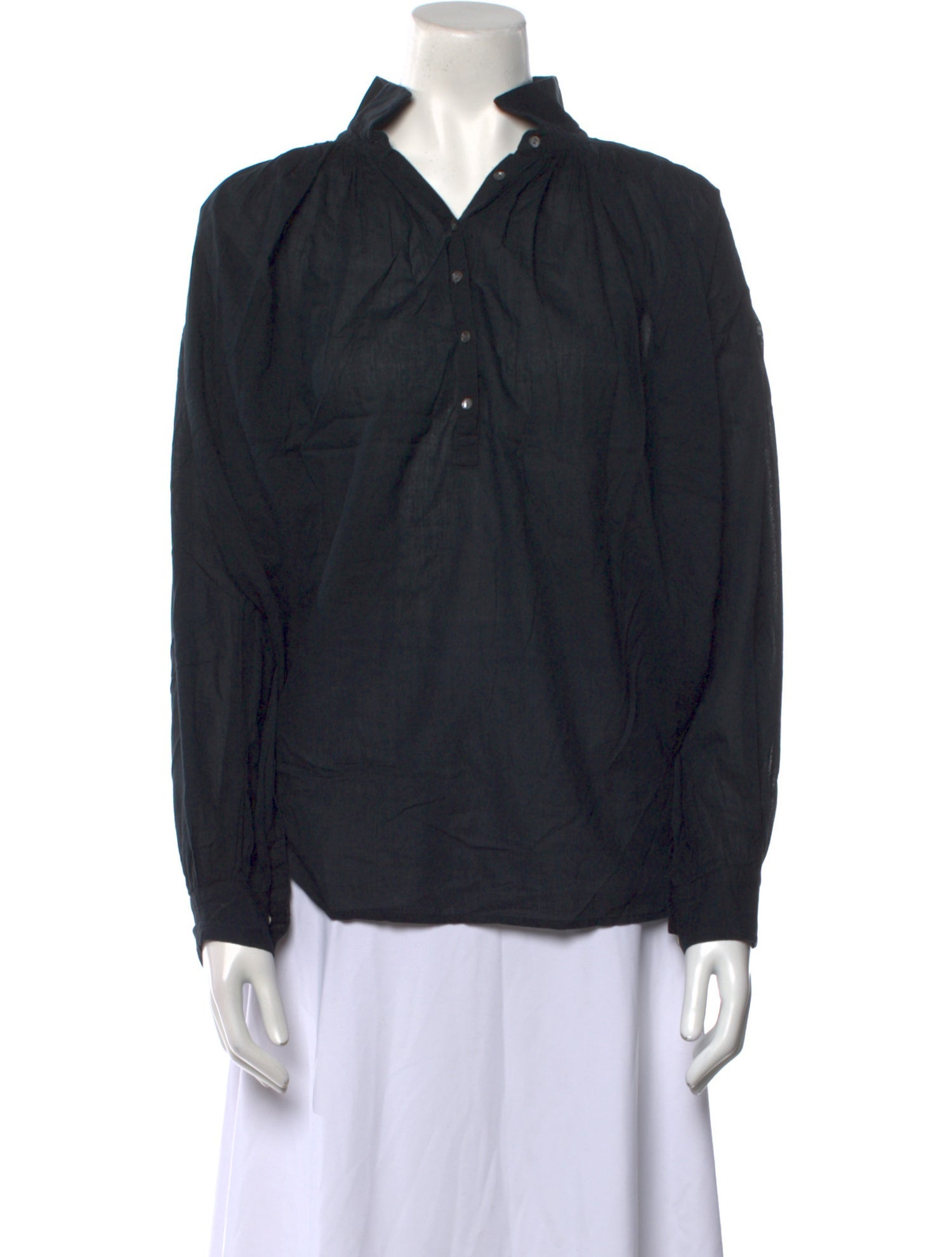 Nili Lotan V-Neck Long Sleeve Button-Up Top