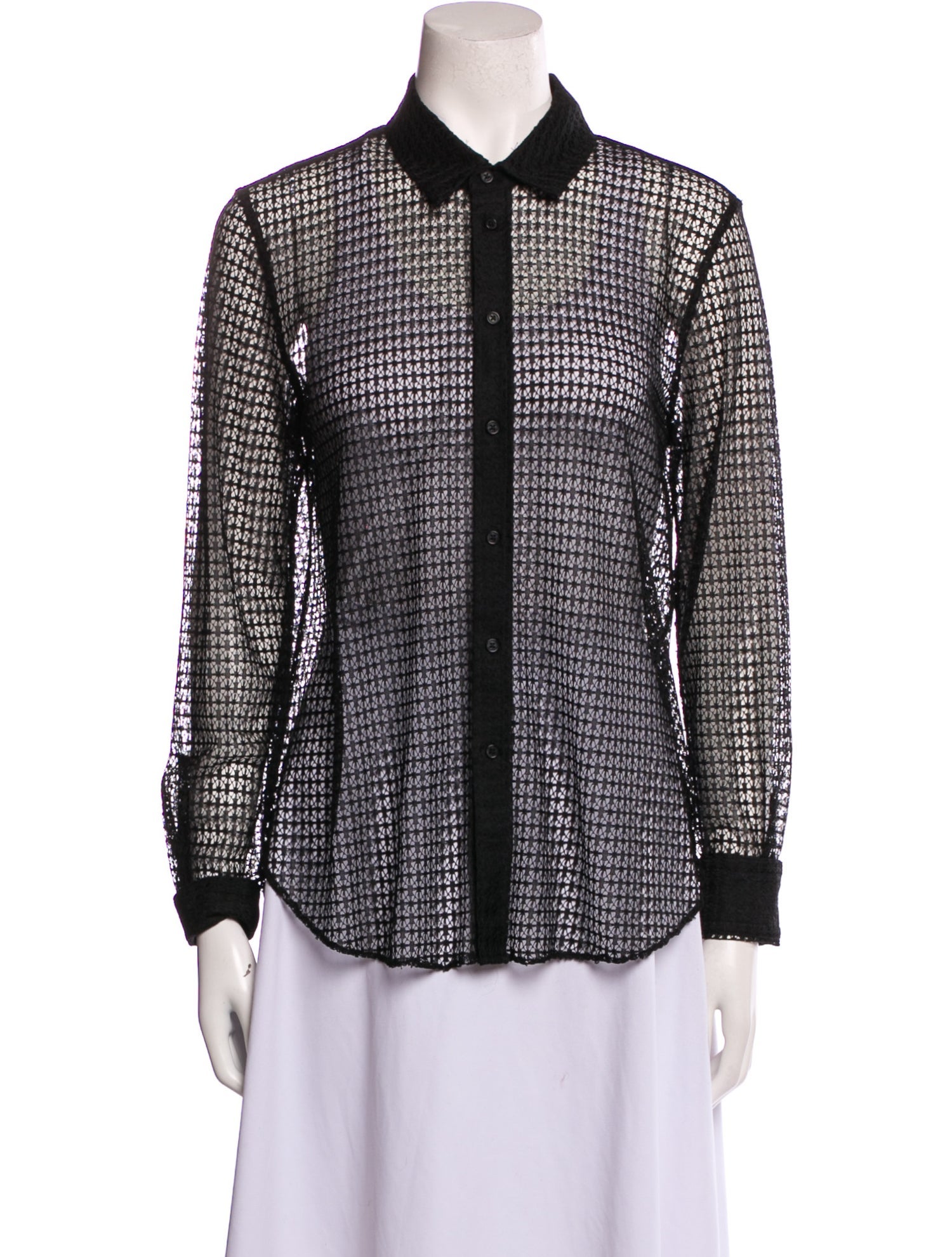 Nili Lotan Printed Long Sleeve Button-Up Top