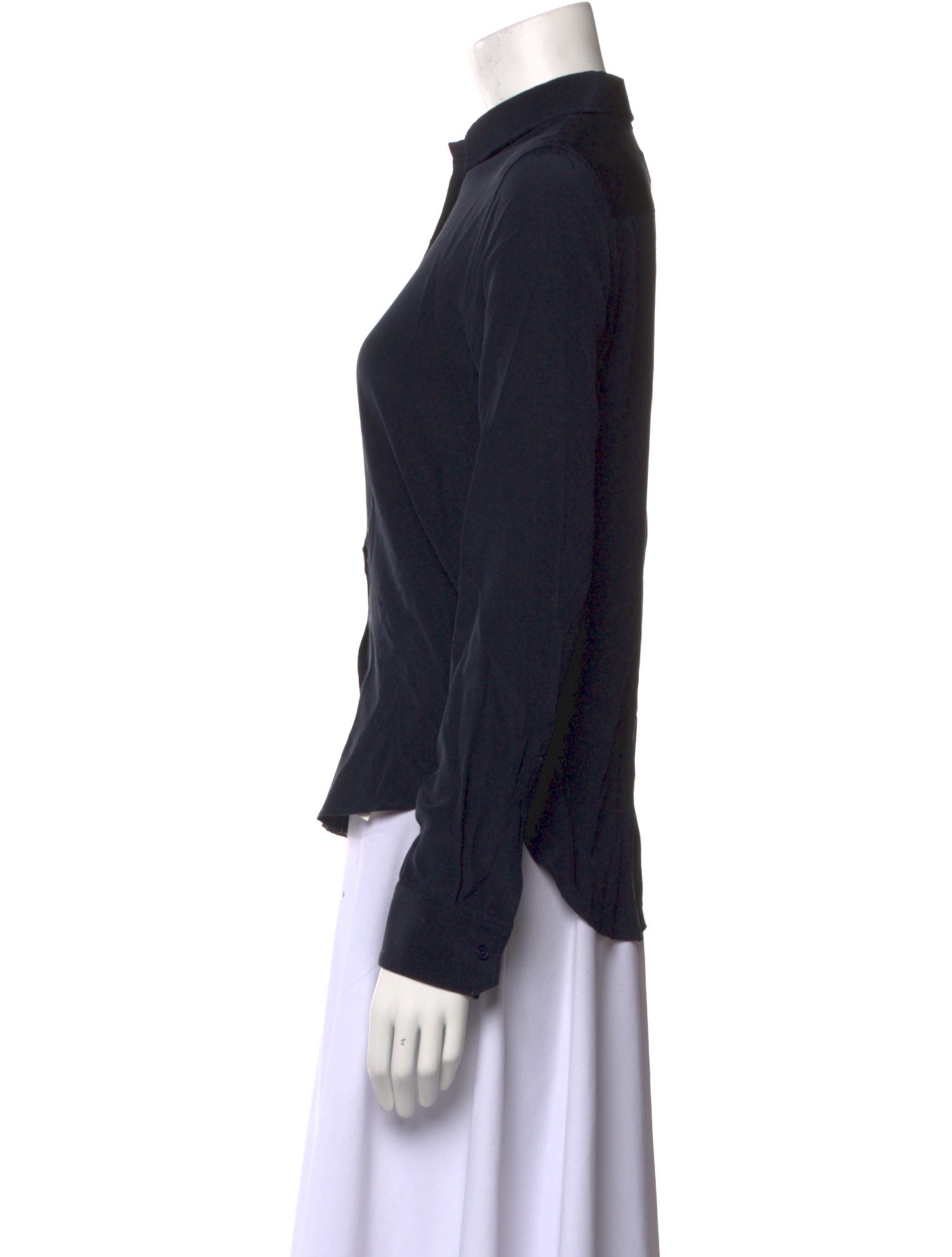 Nili Lotan Silk Long Sleeve Button-Up Top