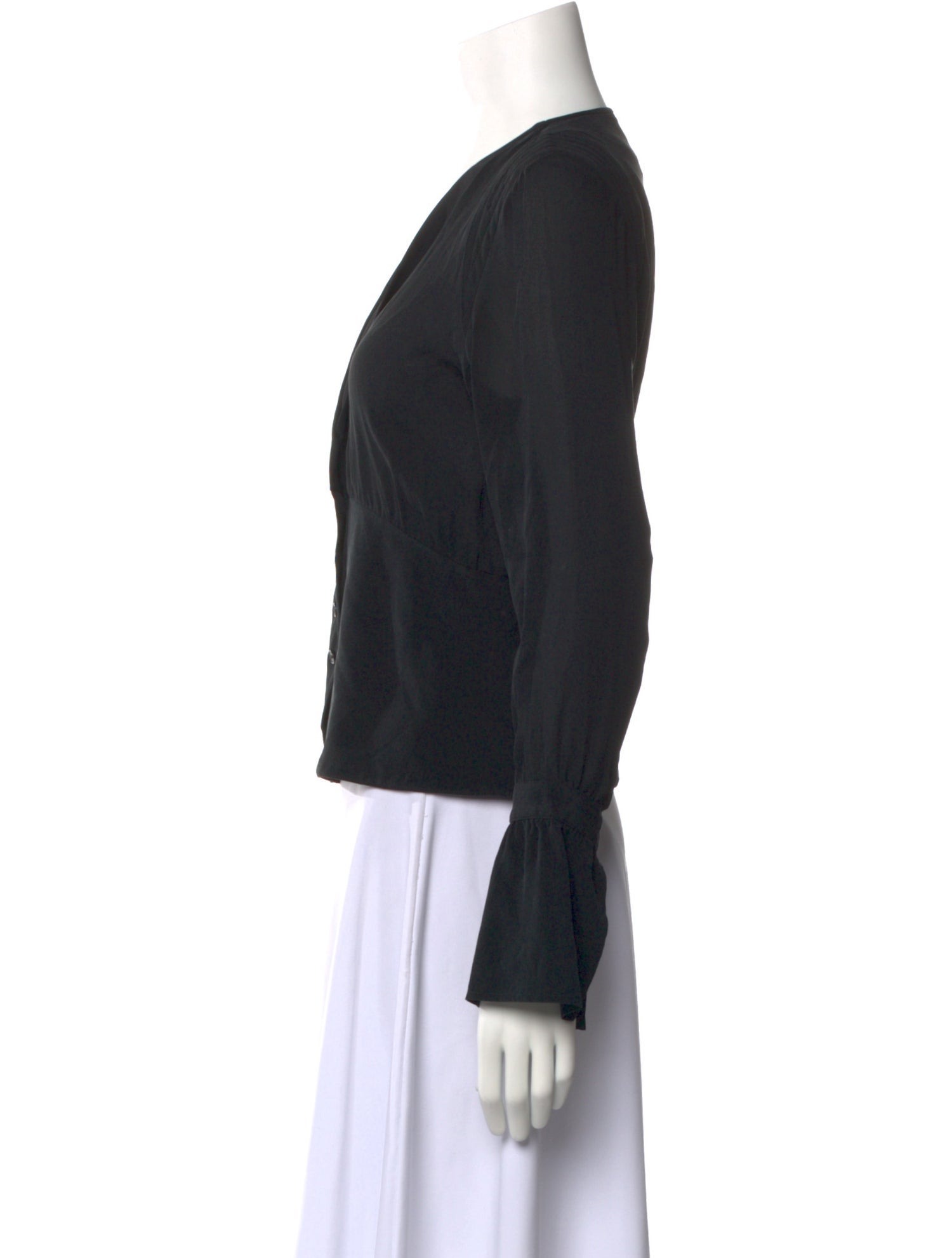 Nili Lotan V-Neck Long Sleeve Blouse