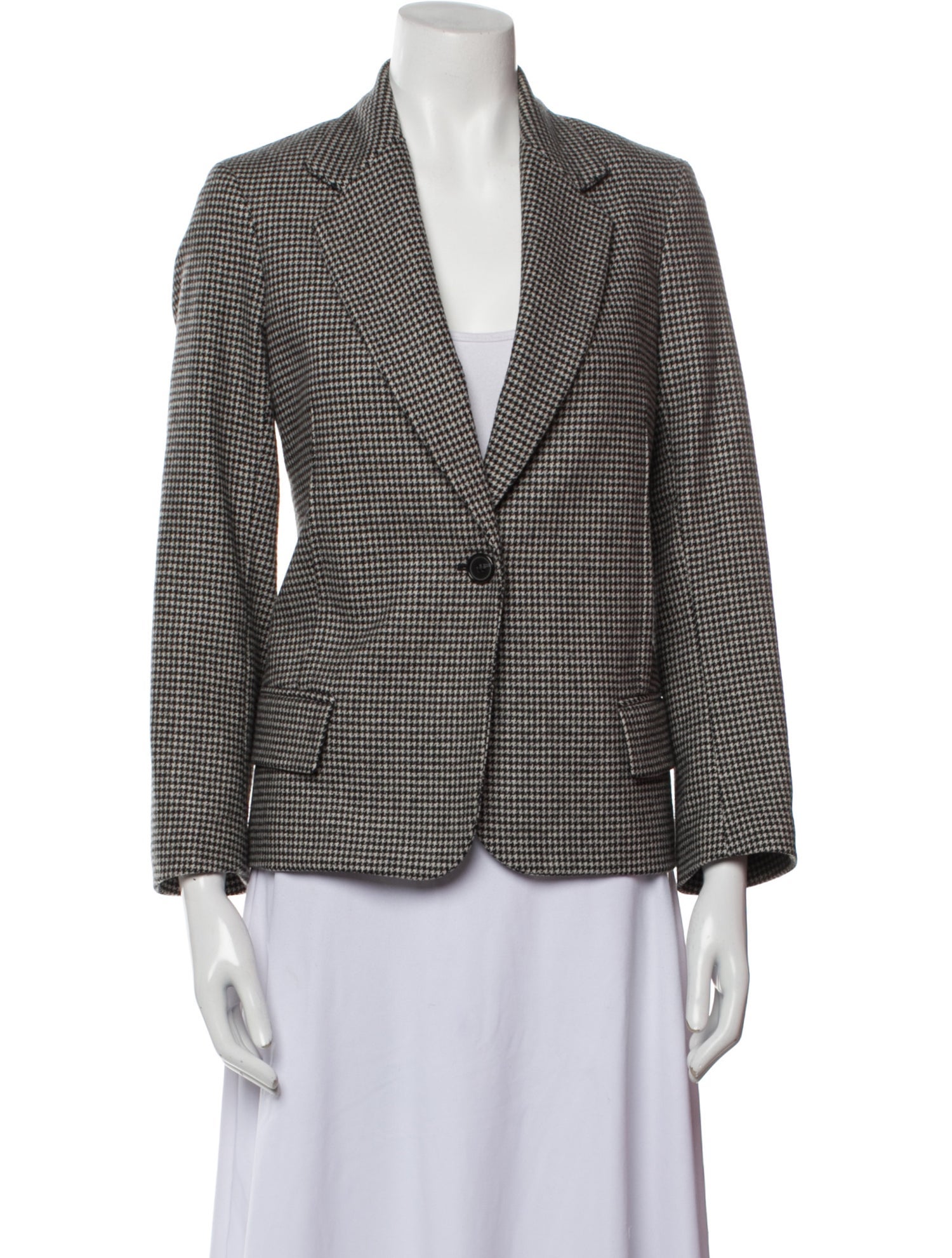 Nili Lotan Wool Houndstooth Print Blazer