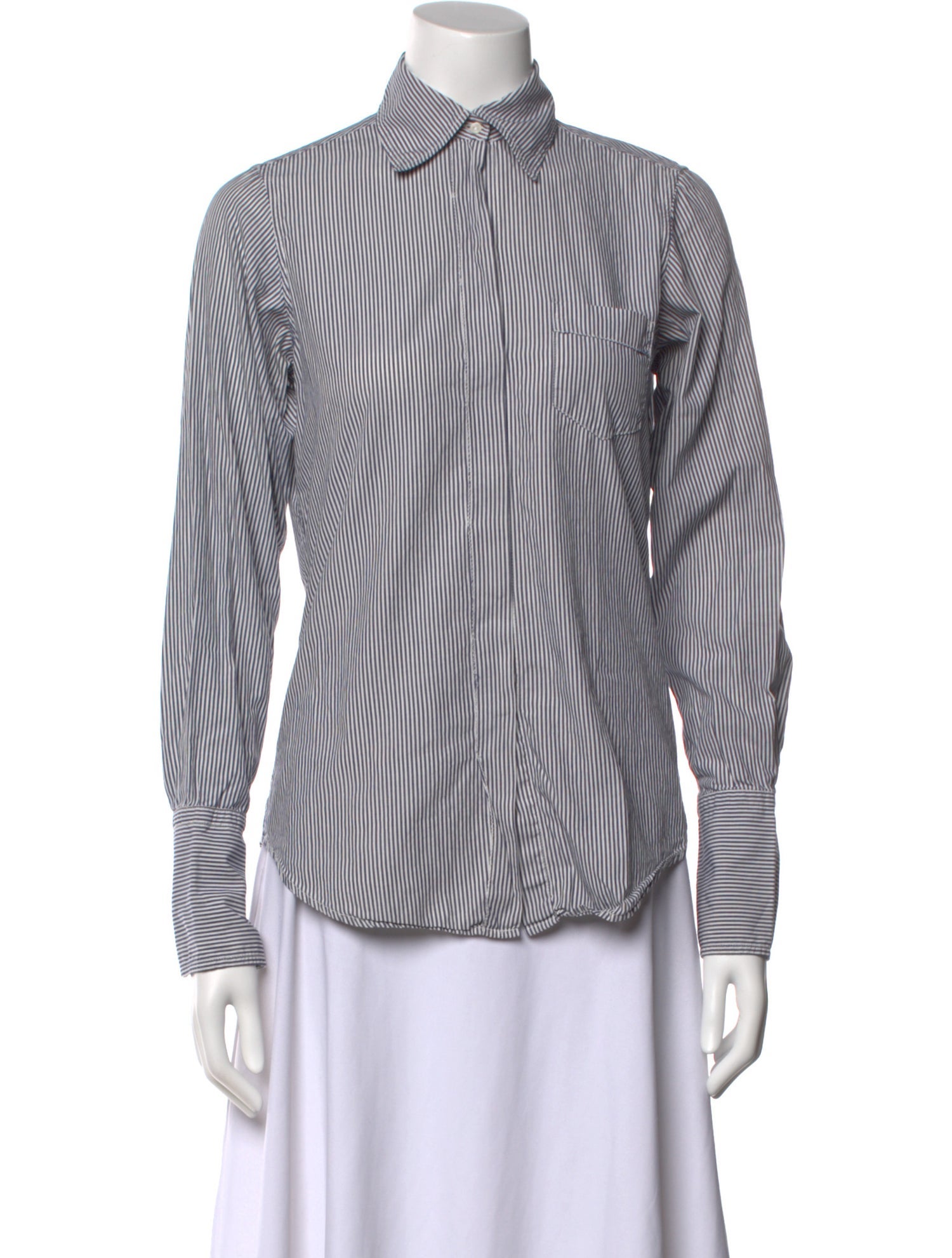 Nili Lotan Striped Long Sleeve Button-Up Top