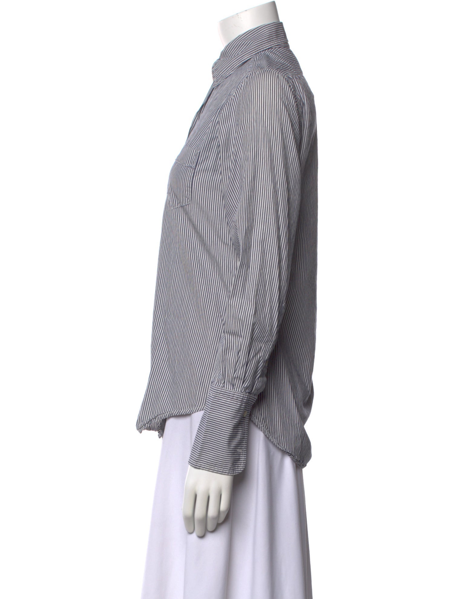 Nili Lotan Striped Long Sleeve Button-Up Top