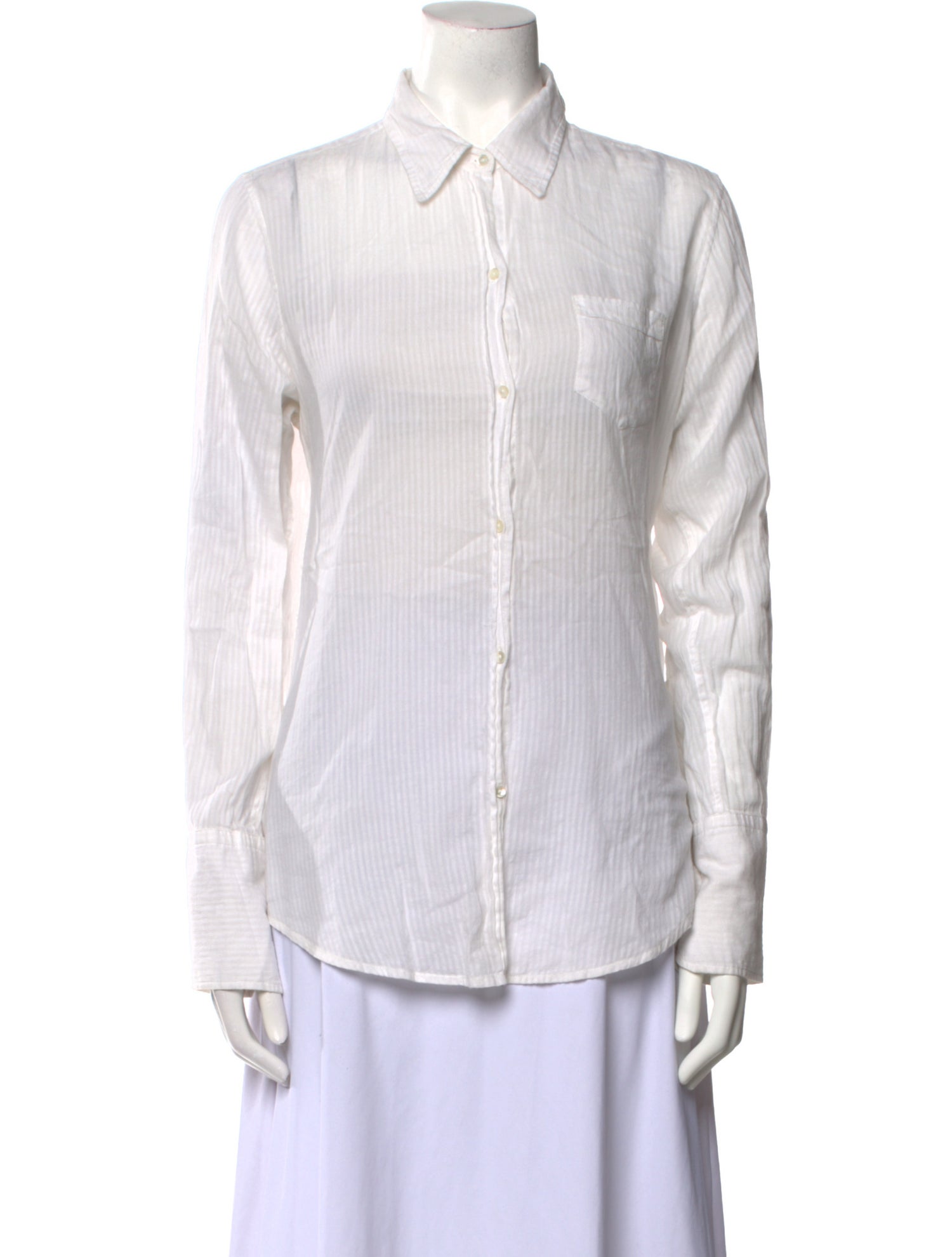 Nili Lotan Striped Long Sleeve Button-Up Top