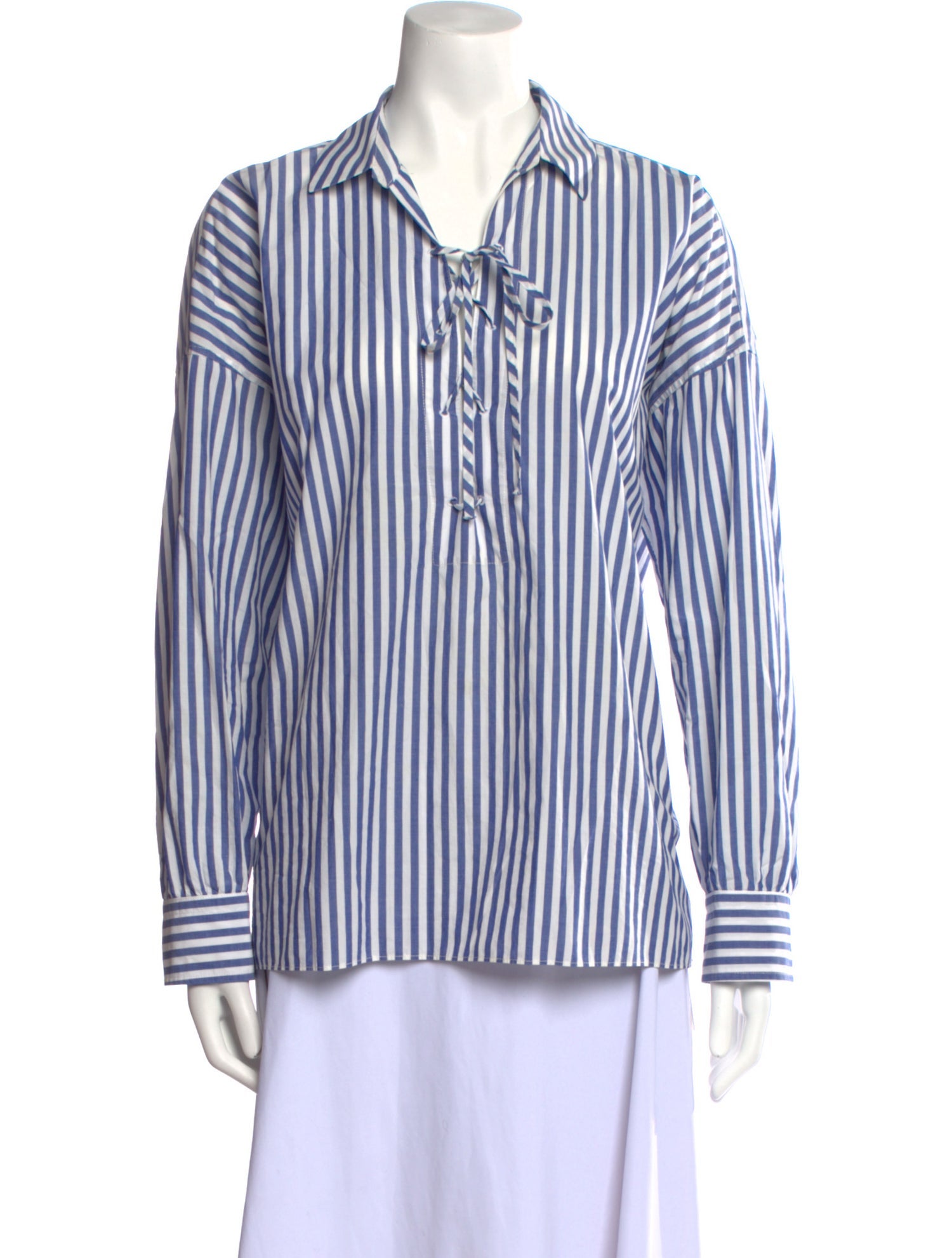 Nili Lotan Striped Long Sleeve Button-Up Top