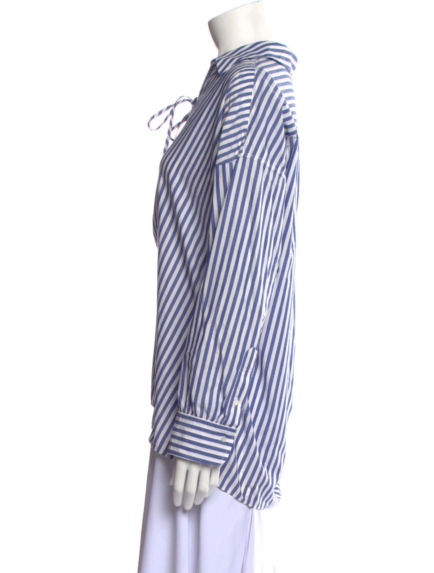 Nili Lotan Striped Long Sleeve Button-Up Top