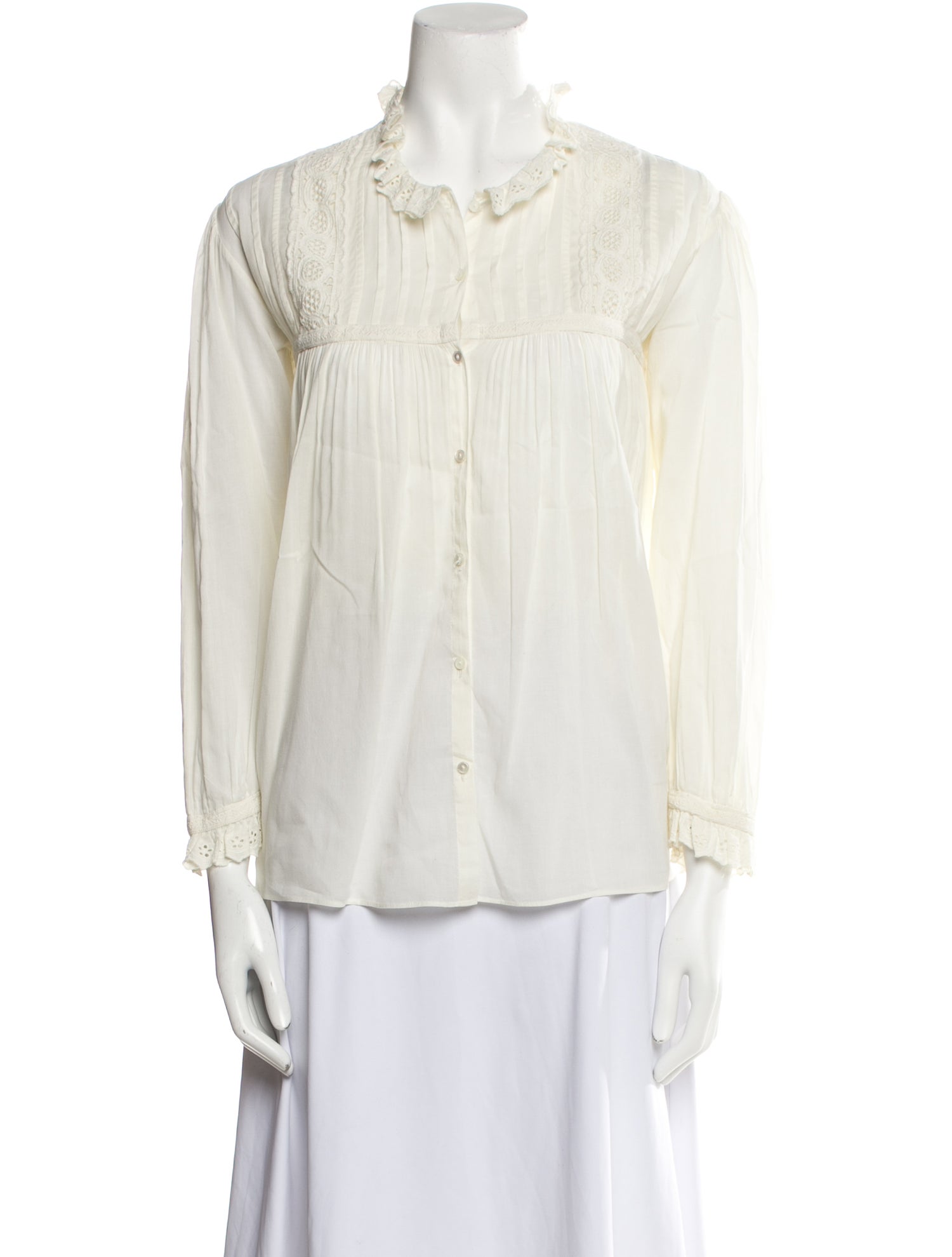 Nili Lotan Three-Quarter Sleeve Button-Up Top