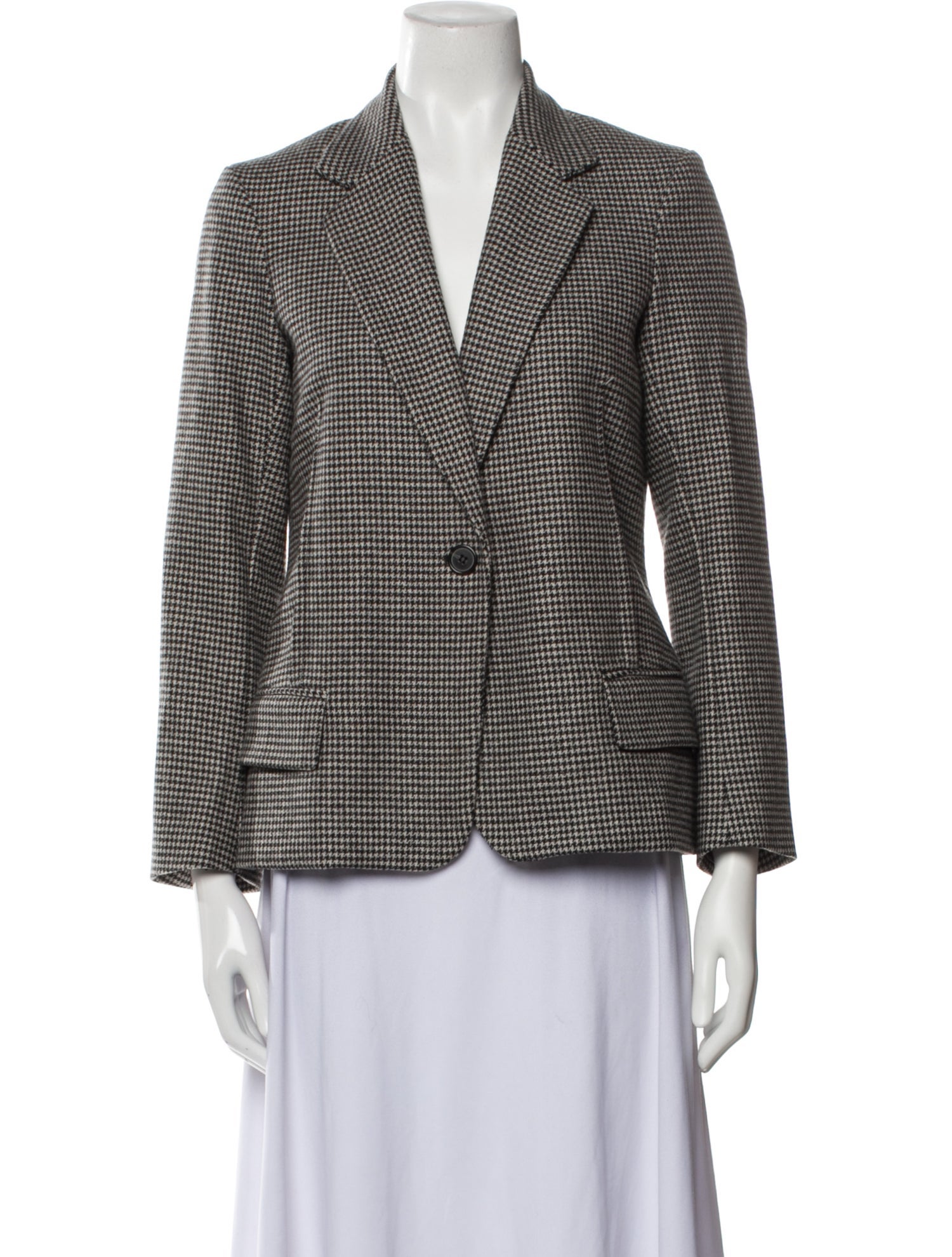 Nili Lotan Wool Houndstooth Print Blazer