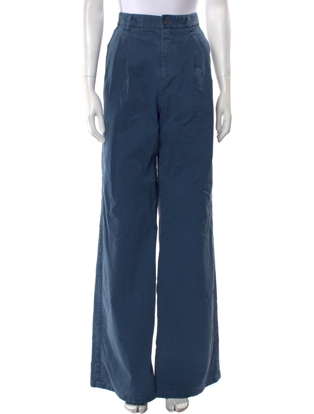 Nili Lotan Wide Leg Pants Blue High-Rise Slit Pockets