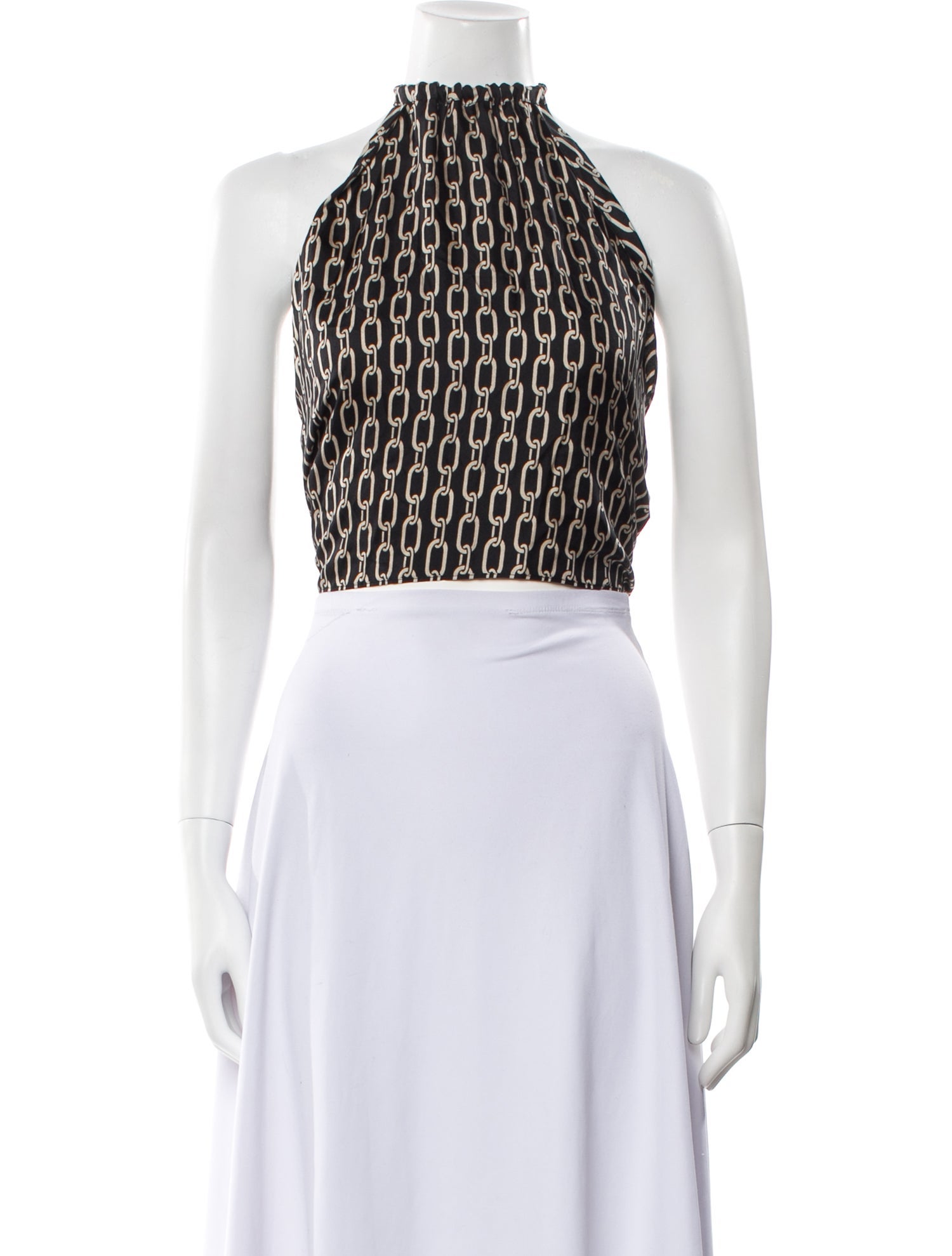 Nili Lotan Animal Print Halterneck Crop Top