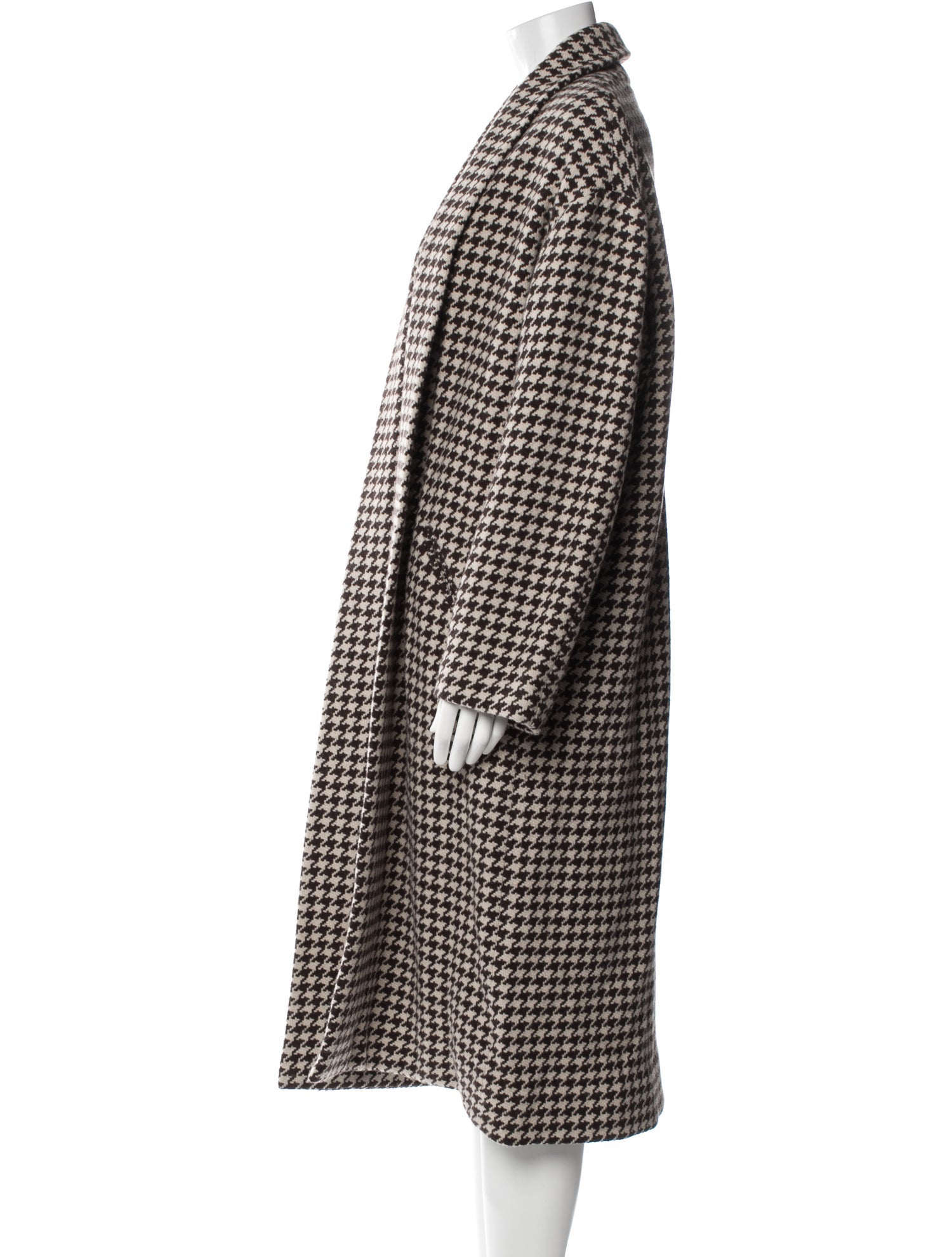 Nili Lotan Virgin Wool Houndstooth Print Coat