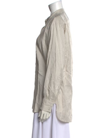 Nili Lotan Silk Striped Button-Up Top