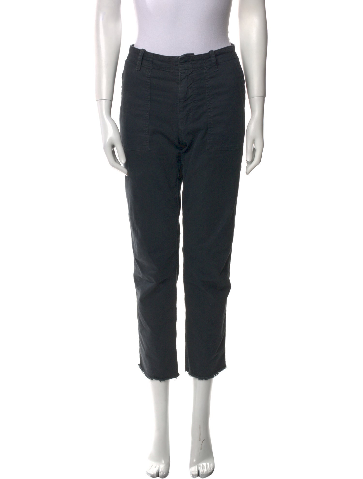 NILI LOTANコットン混ツイル ストレートパンツ【関税なし】 Nili Lotan Straight Leg Pants Blue & Green Cropped with Mid