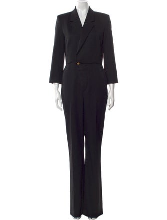 Nili Lotan Virgin Wool V-Neck Jumpsuit