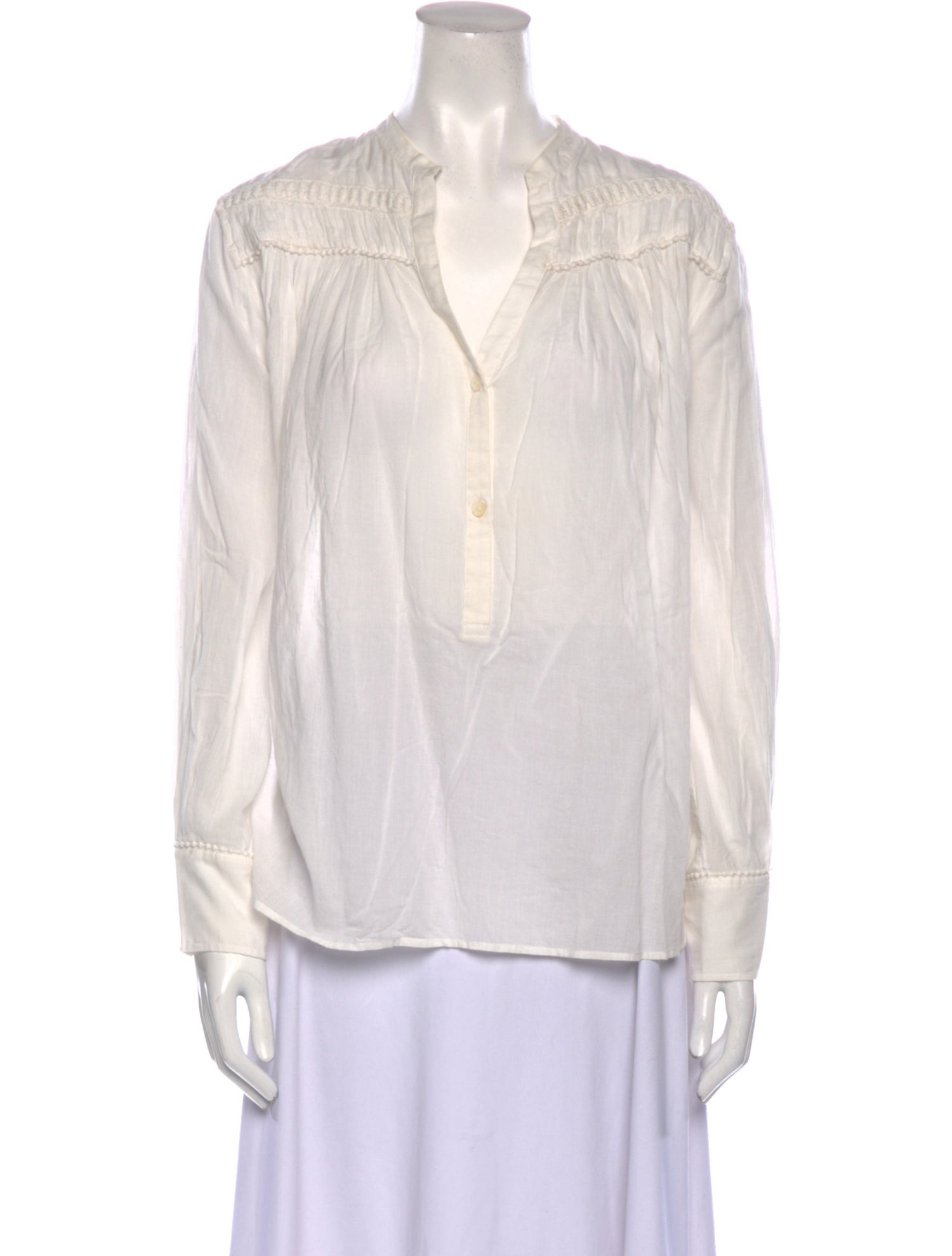 Nili Lotan V-Neck Long Sleeve Blouse