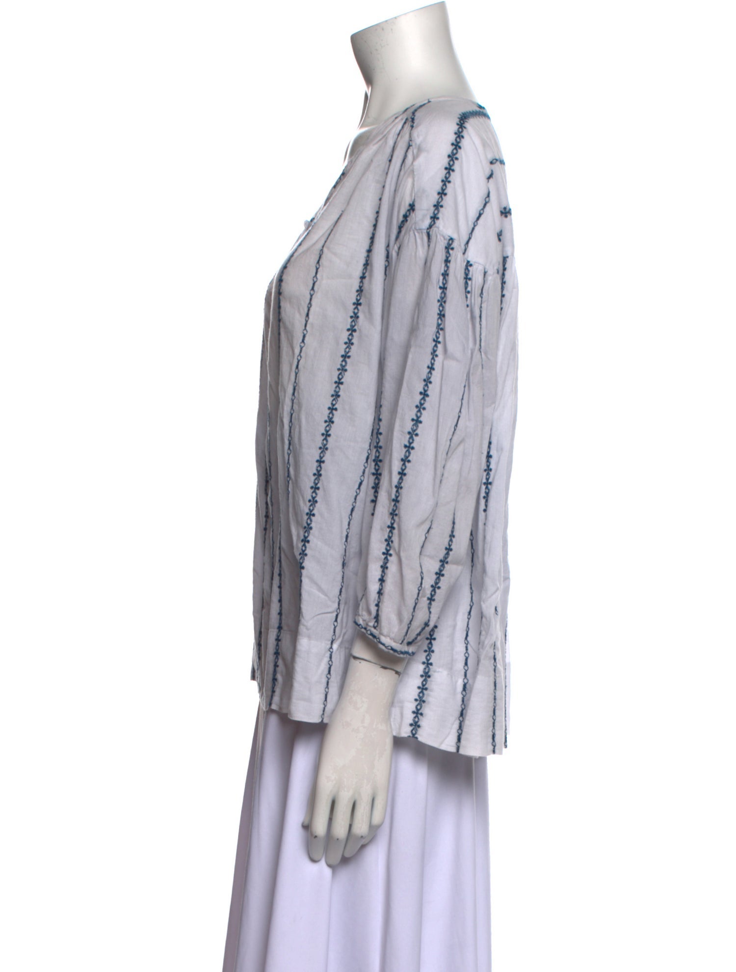 Nili Lotan Striped V-Neck Blouse