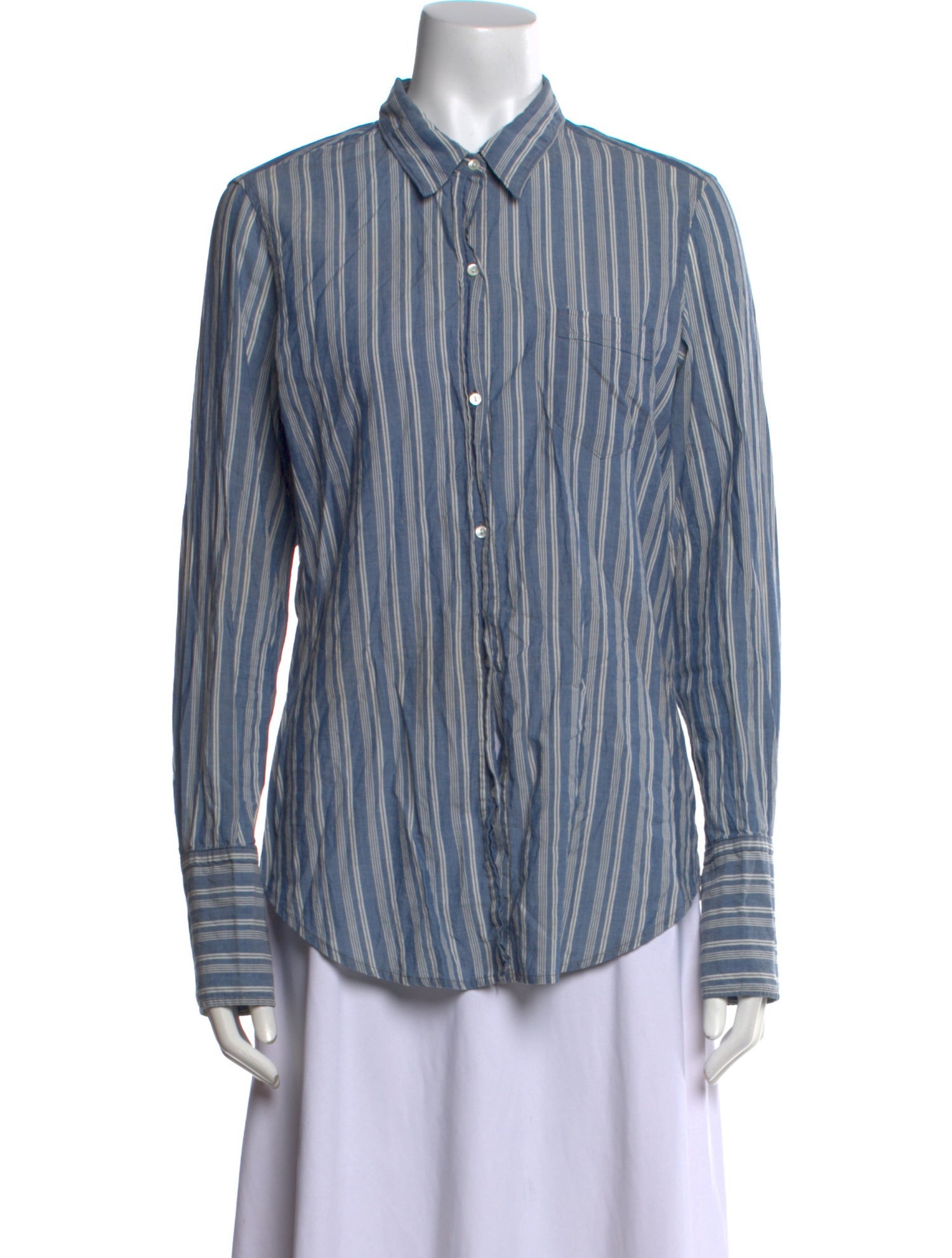 Nili Lotan Striped Long Sleeve Button-Up Top