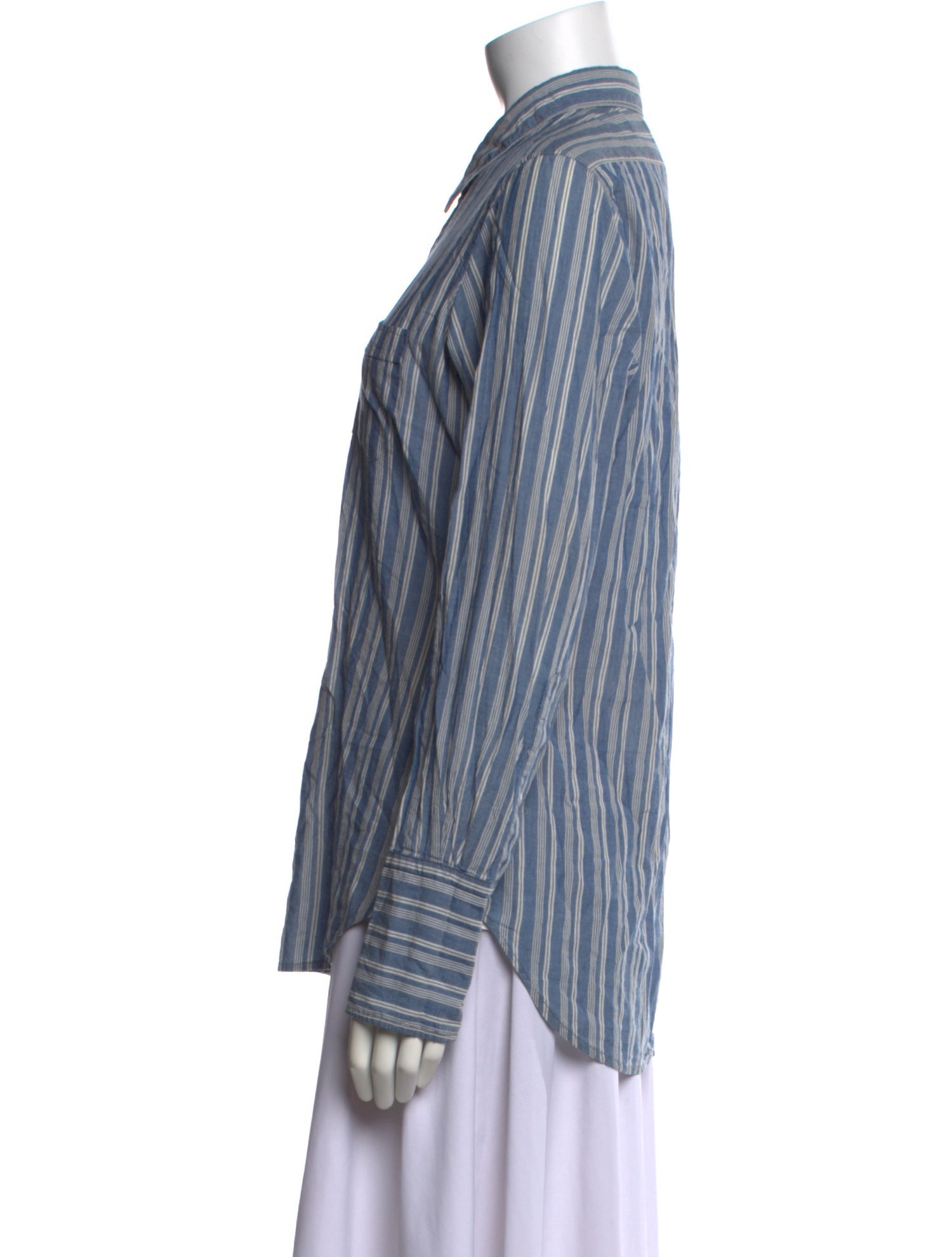 Nili Lotan Striped Long Sleeve Button-Up Top