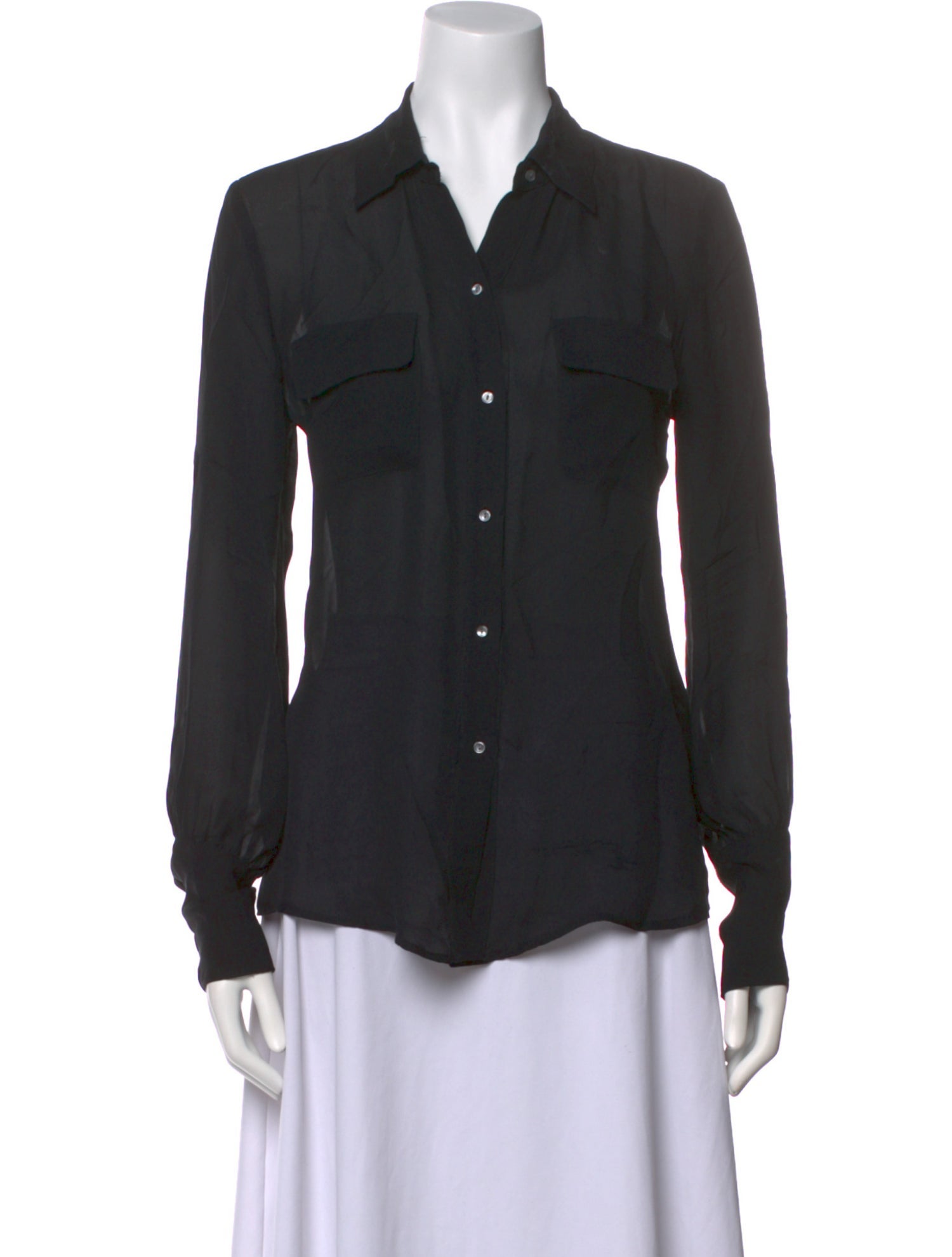 Nili Lotan Silk Long Sleeve Button-Up Top