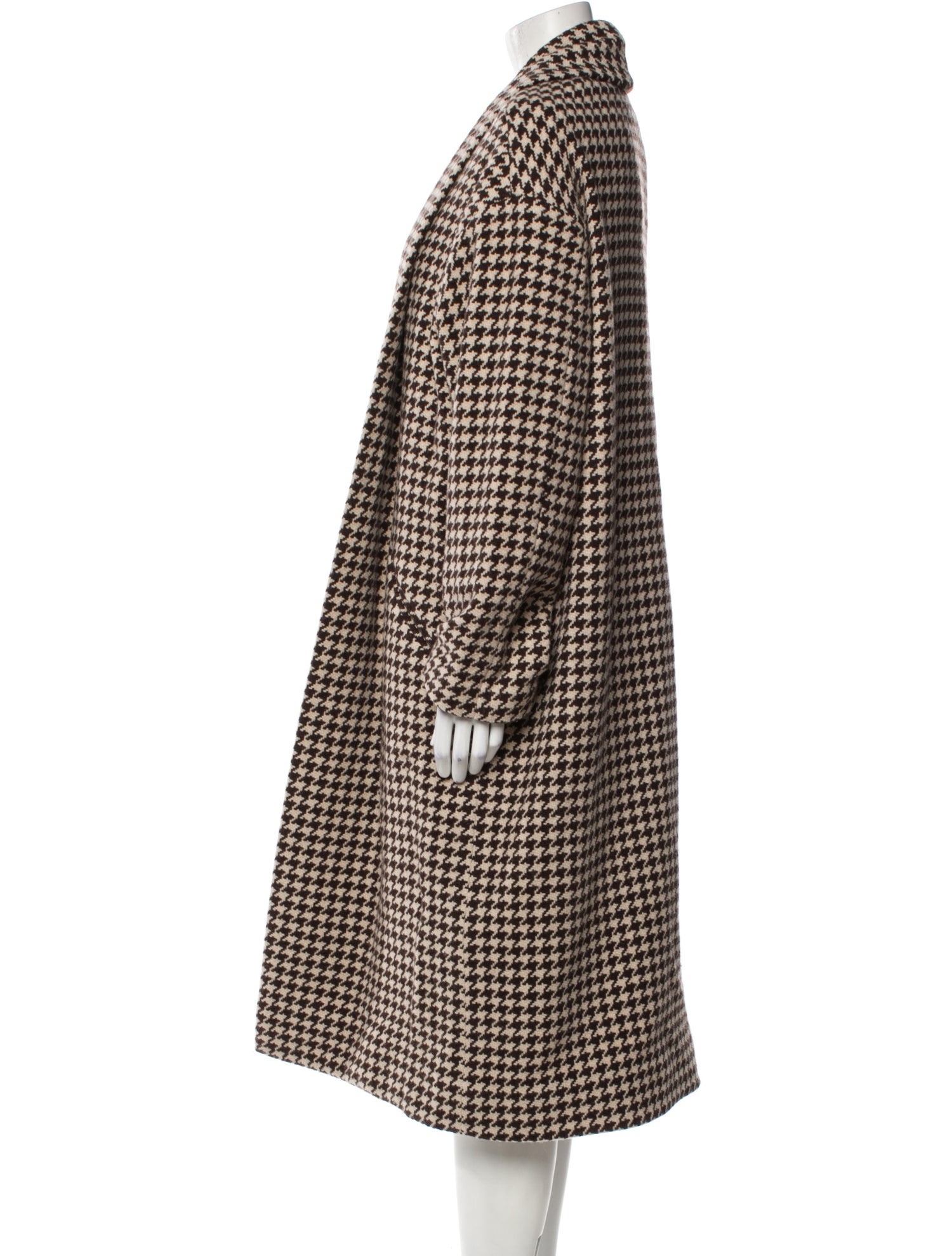 Nili Lotan Virgin Wool Houndstooth Print Coat