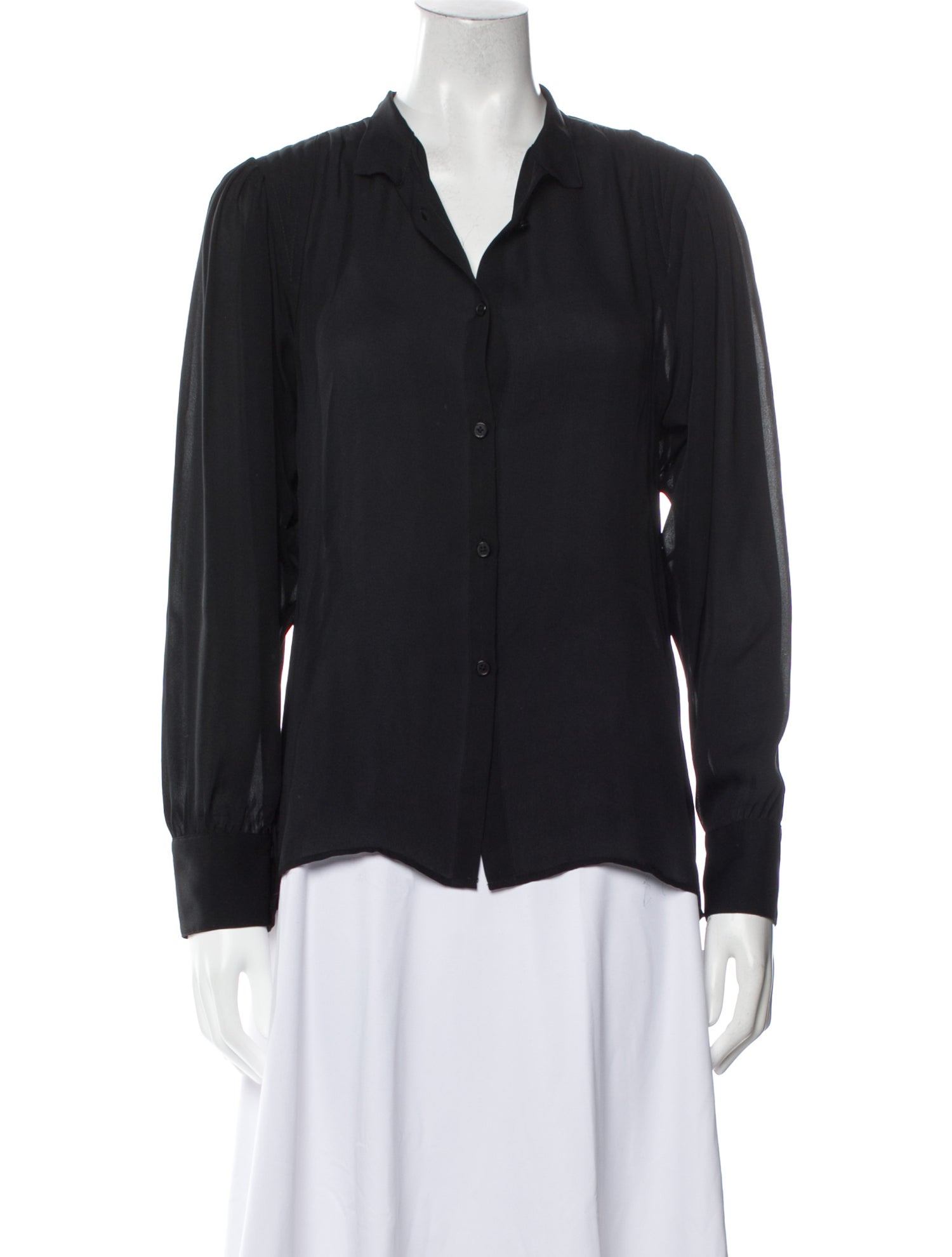 Nili Lotan V-Neck Long Sleeve Button-Up Top