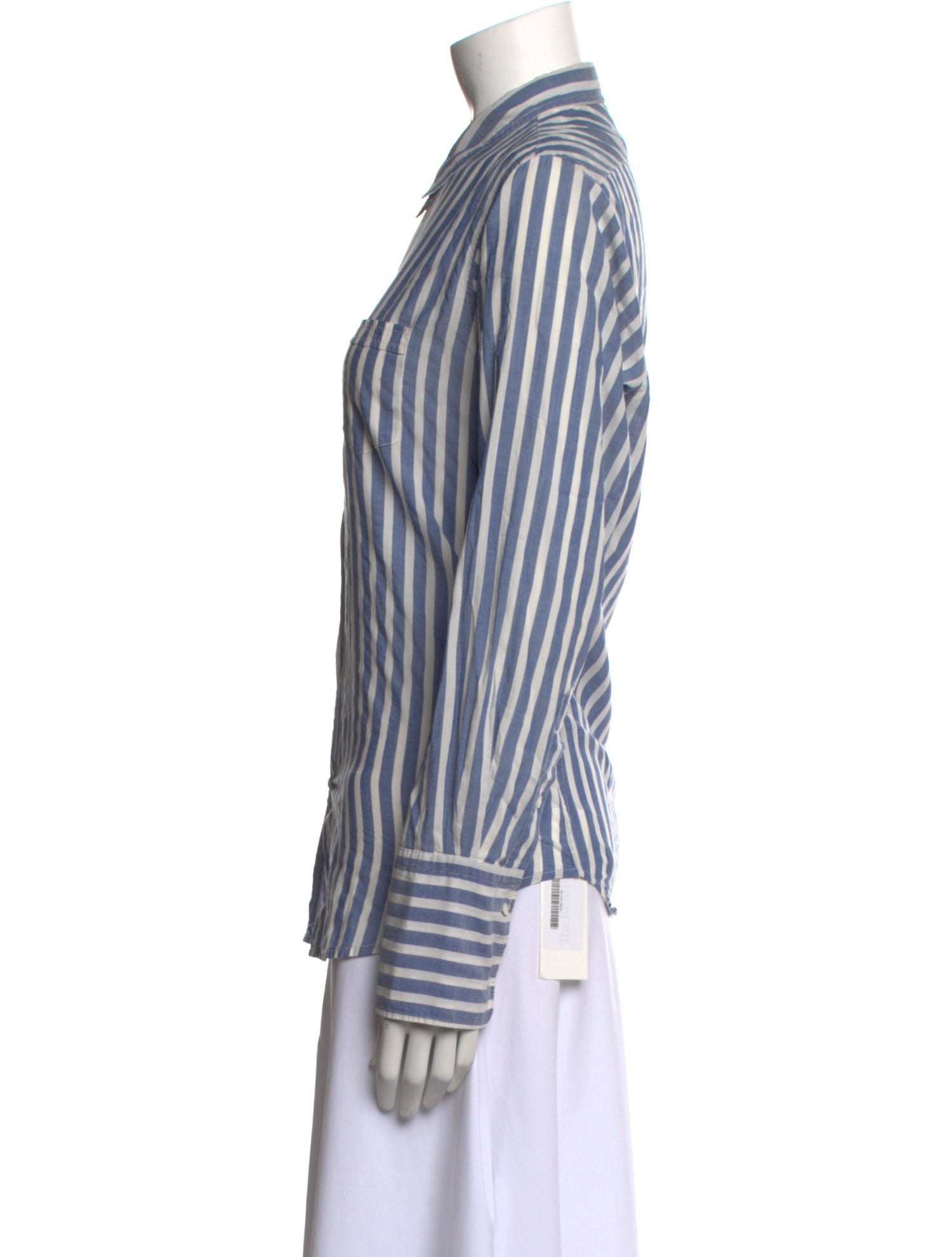 Nili Lotan Striped Long Sleeve Button-Up Top