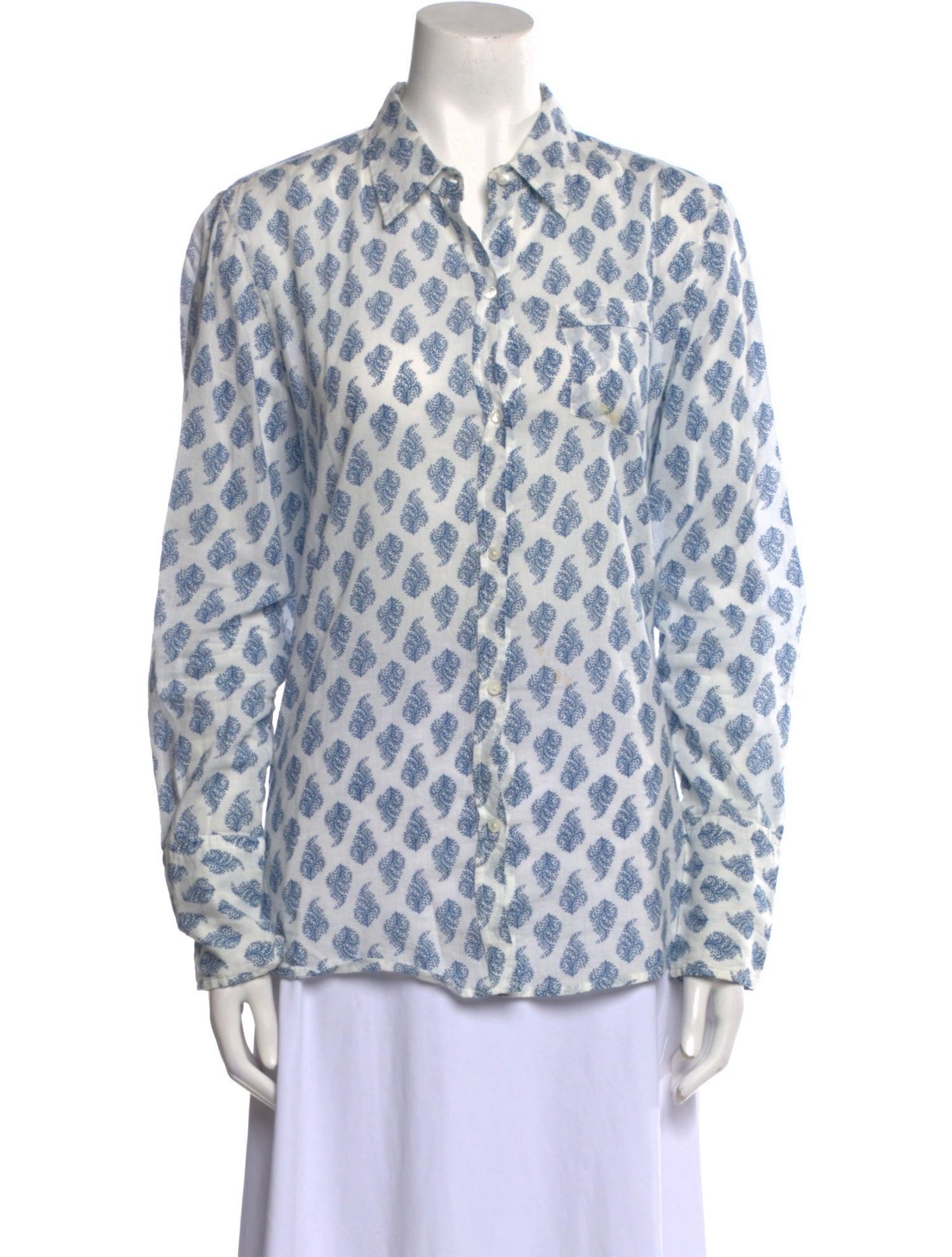 Nili Lotan Printed Long Sleeve Button-Up Top