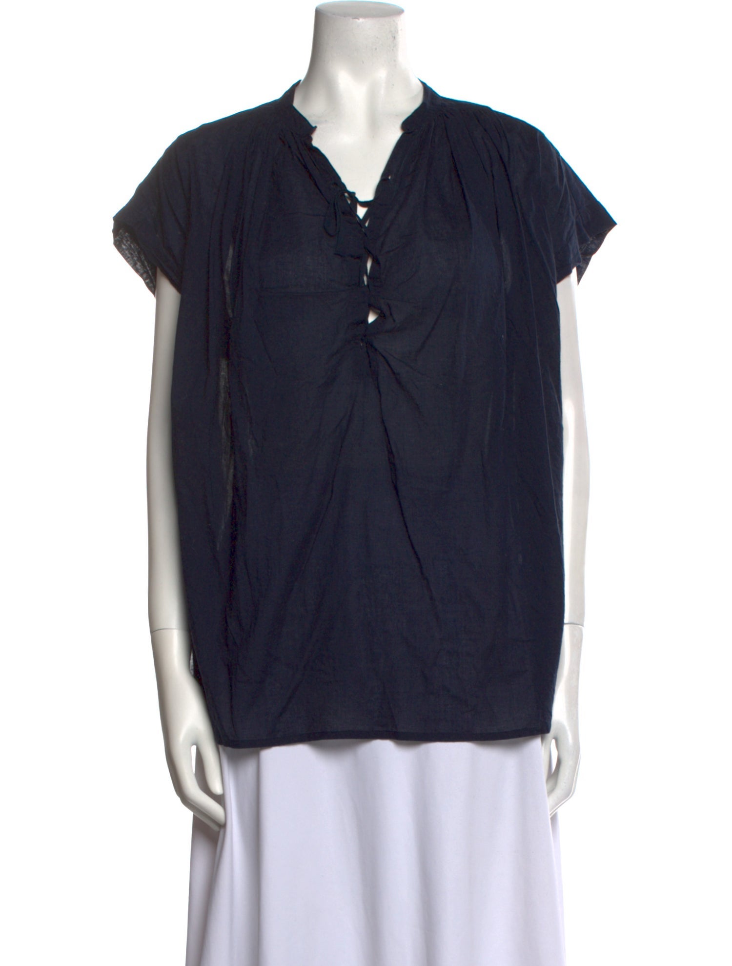 Nili Lotan V-Neck Short Sleeve Blouse