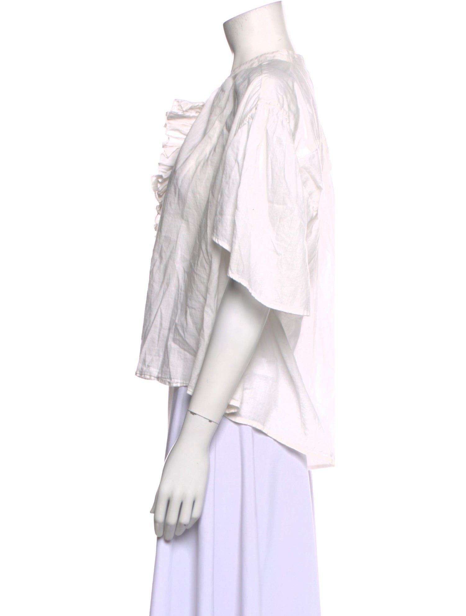 Nili Lotan V-Neck Short Sleeve Crop Top