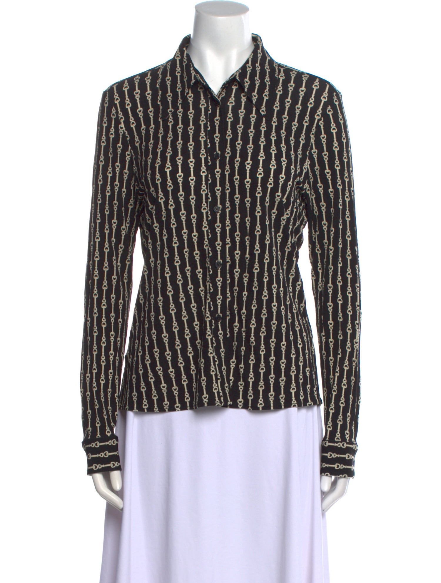 Nili Lotan Silk Striped Button-Up Top w/ Tags