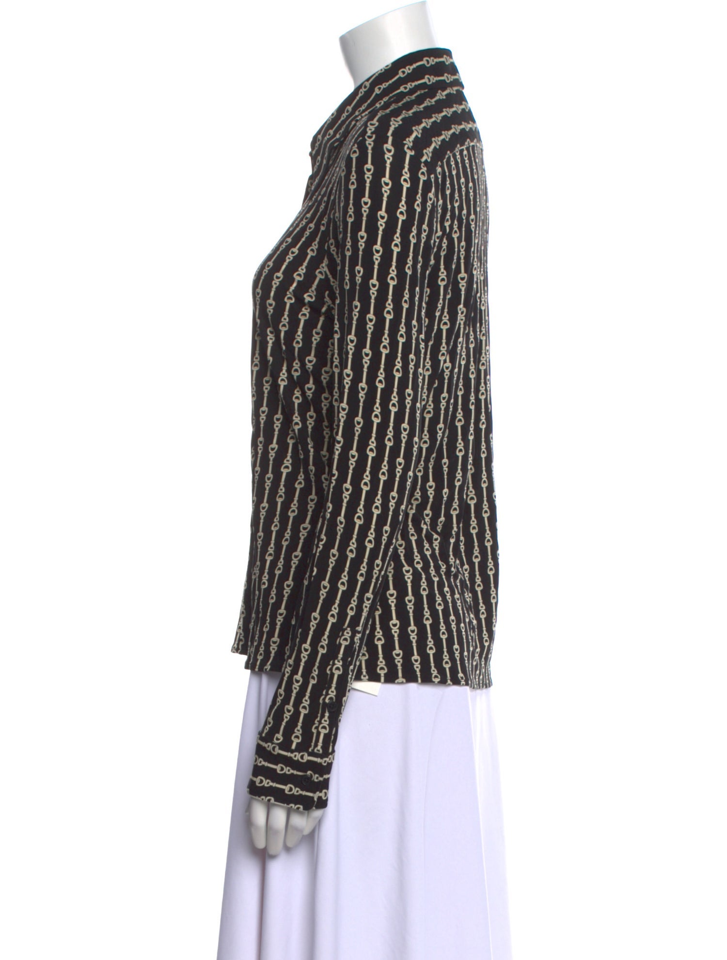 Nili Lotan Silk Striped Button-Up Top w/ Tags