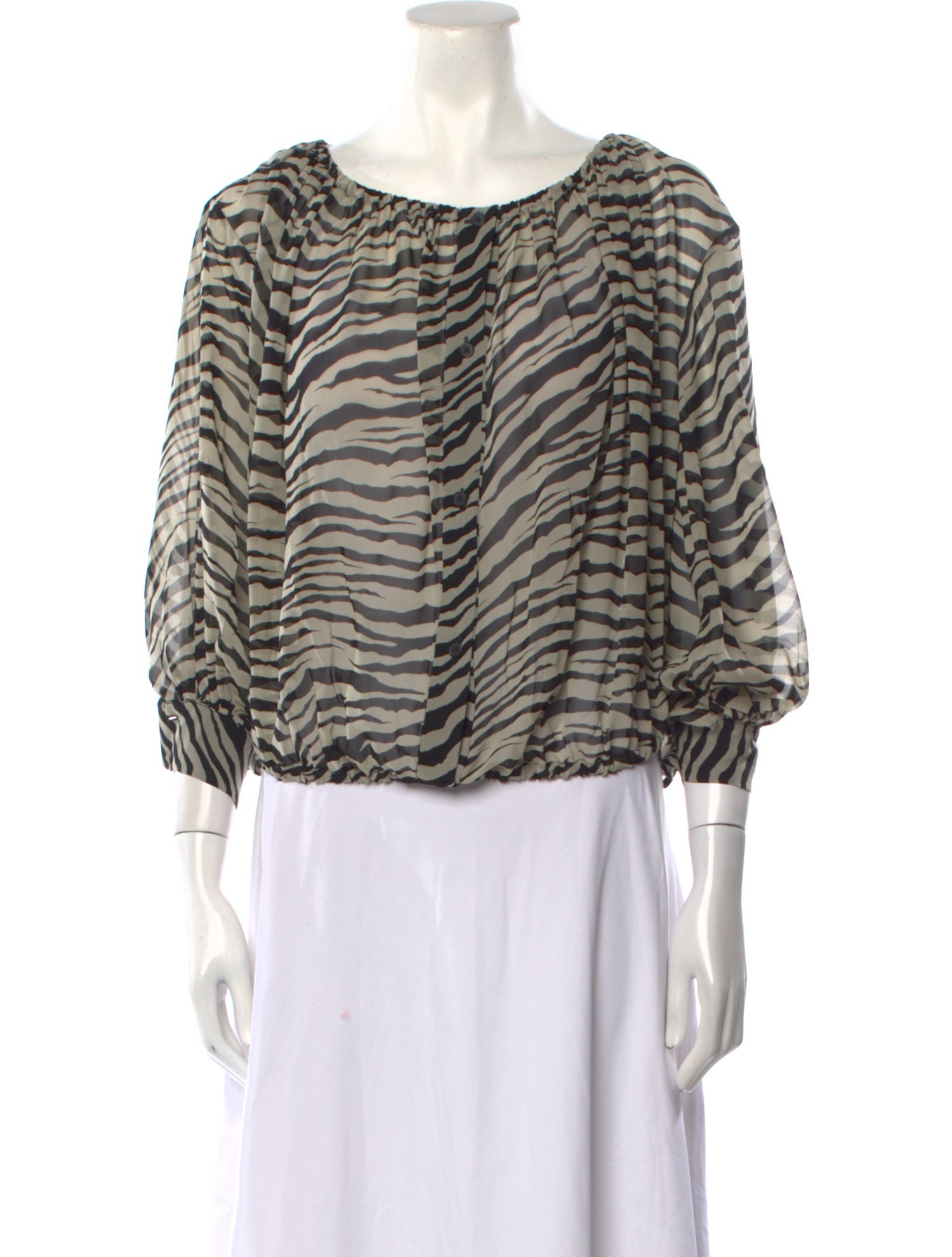 Nili Lotan Animal Print Bateau Neckline Top