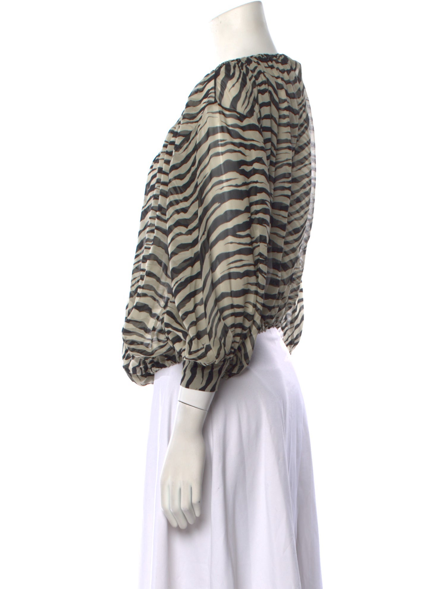 Nili Lotan Animal Print Bateau Neckline Top